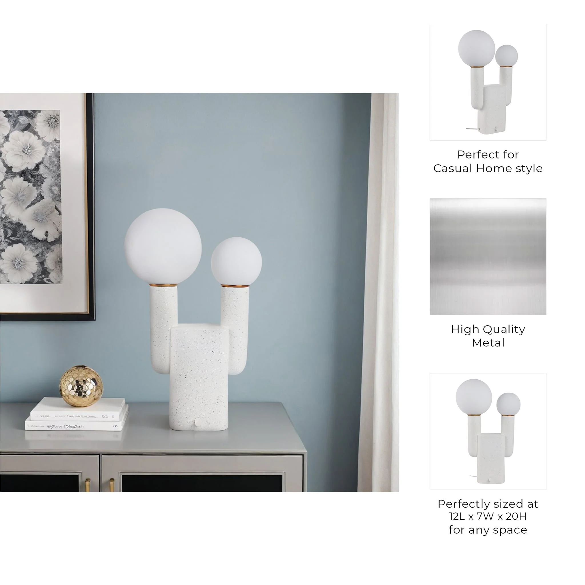 20x12" Double Head Totem Lamp With Base Switch, Wh - Image 8