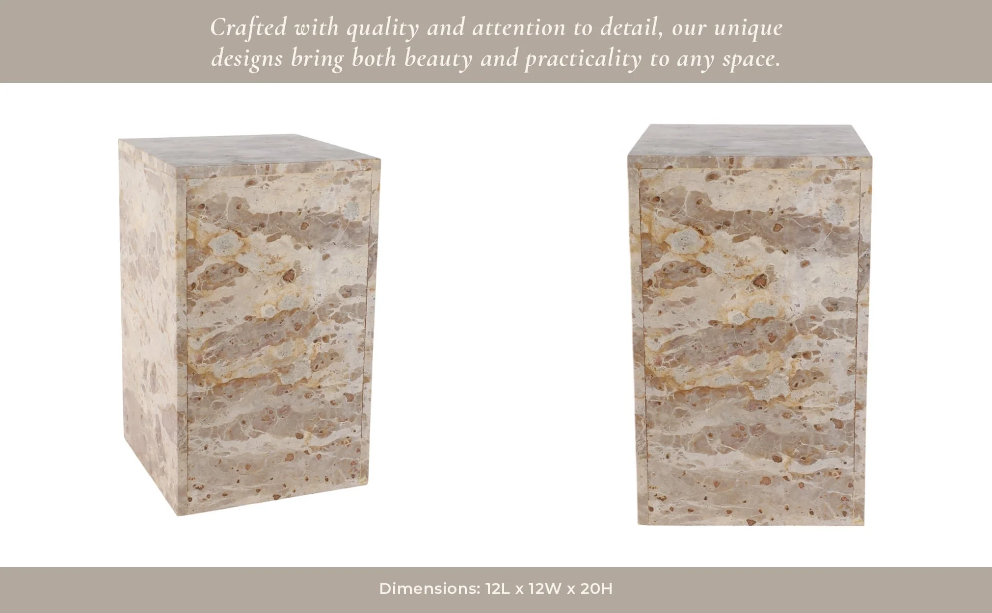 20x12" Marble Pedestal Accent Table, Light Leopard - Image 12