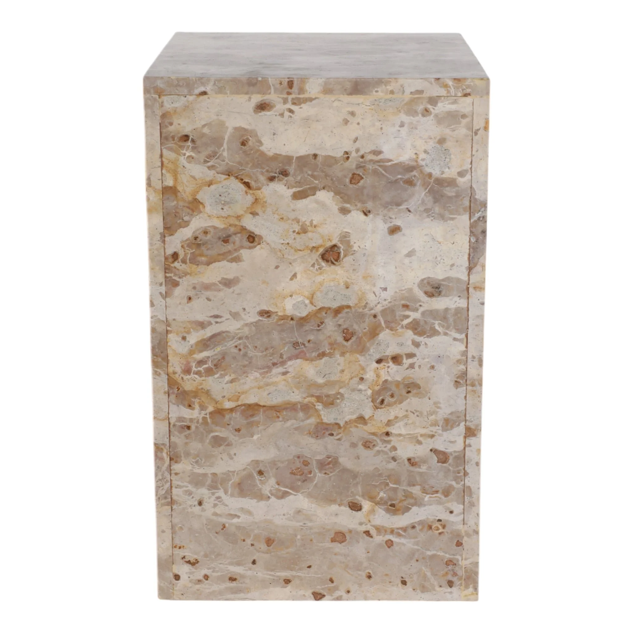 20x12" Marble Pedestal Accent Table, Light Leopard - Image 2