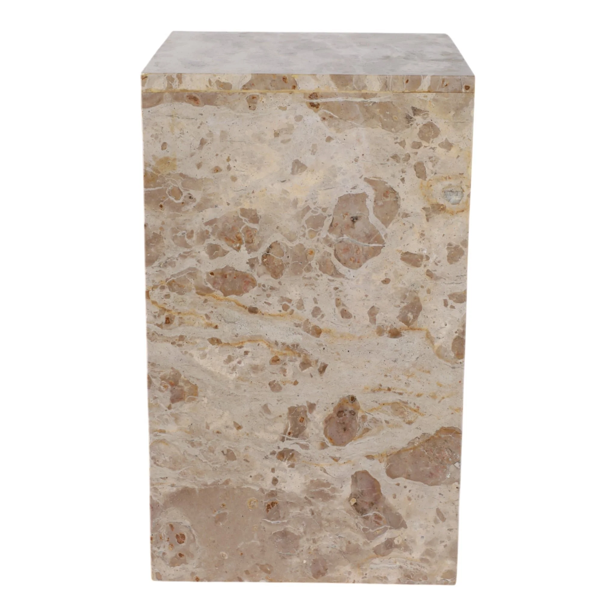 20x12" Marble Pedestal Accent Table, Light Leopard - Image 3
