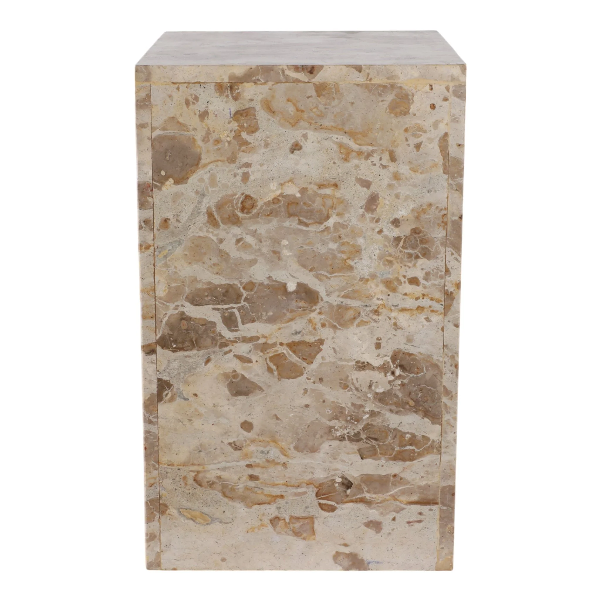 20x12" Marble Pedestal Accent Table, Light Leopard - Image 4
