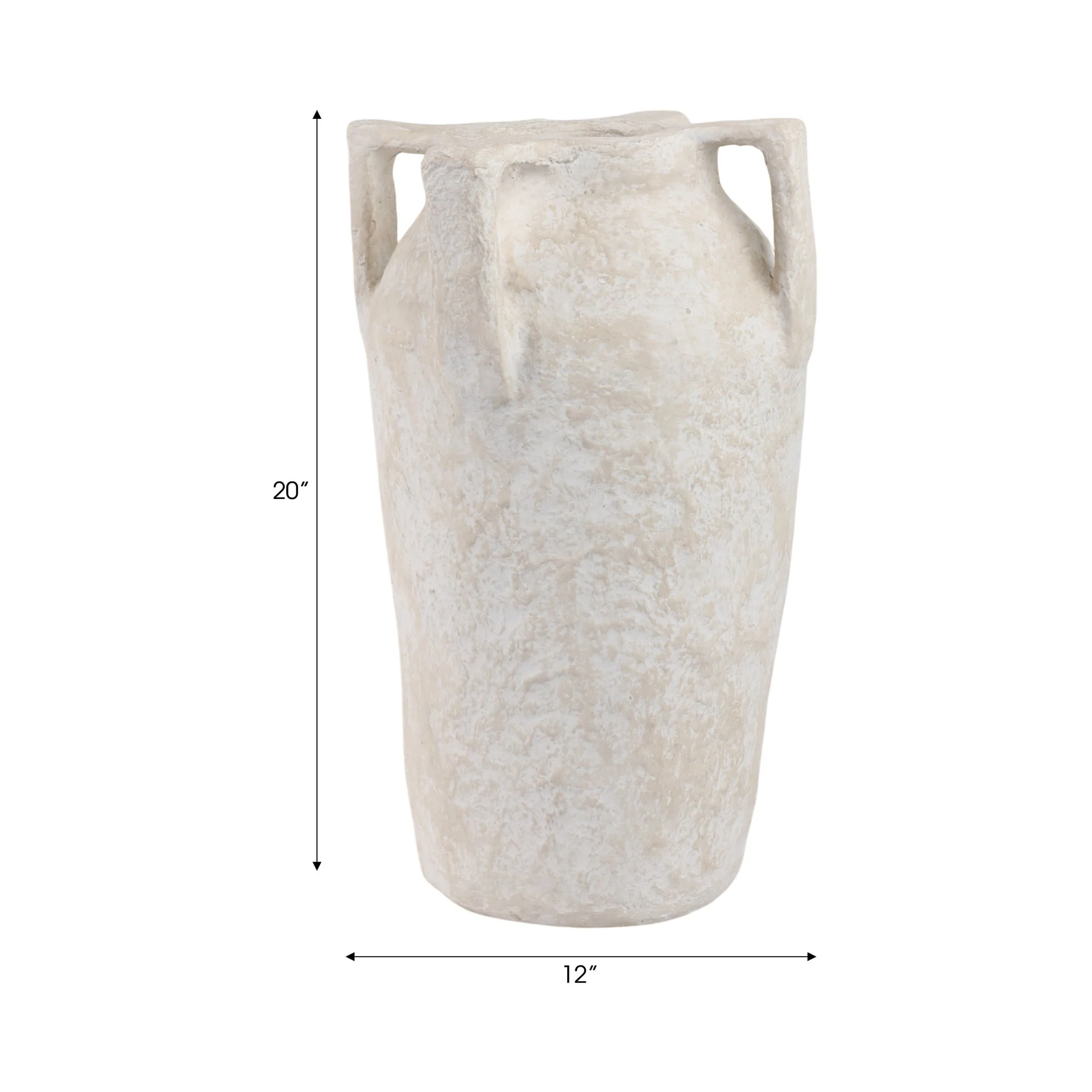 20x12" Paper Mache Handle Vase, White - Image 8