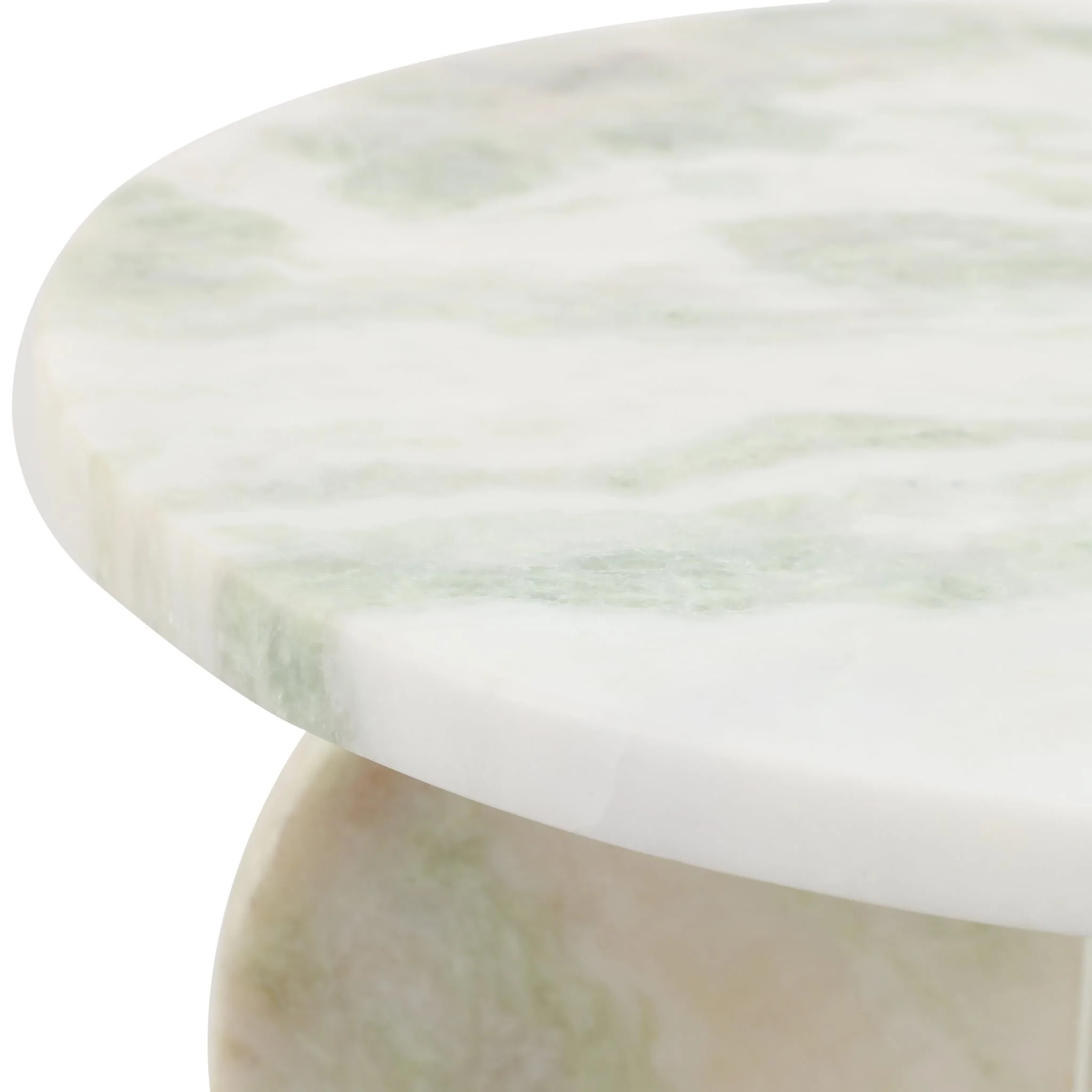 20x13" Round Marble Accent Table, Light Green Kd - Image 6