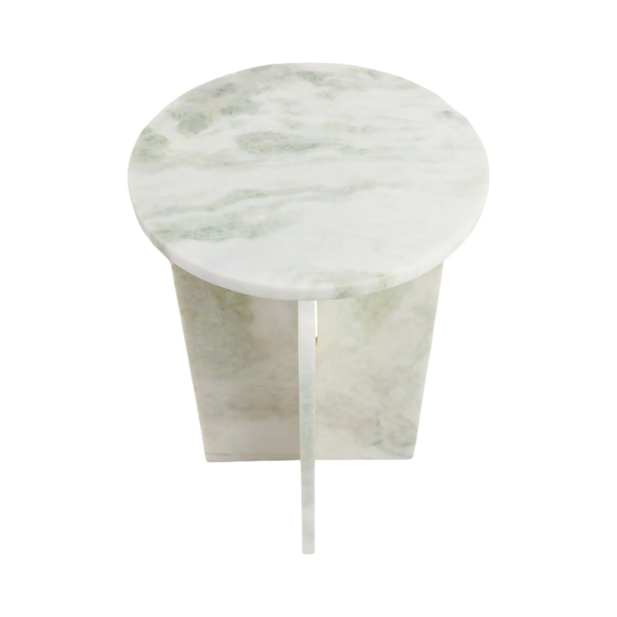 20x13" Round Marble Accent Table, Light Green Kd - Image 7