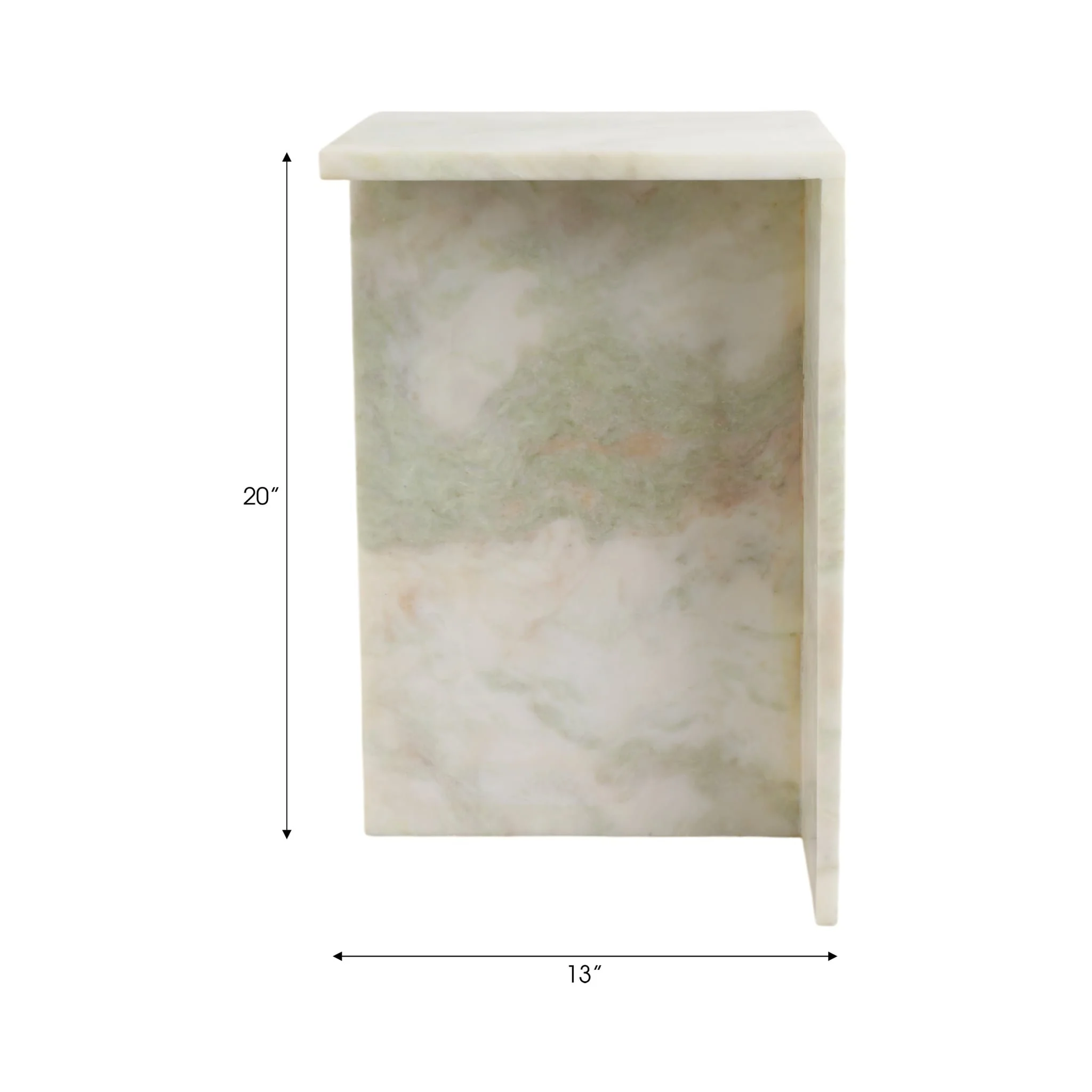 20x13" Square Marble Accent Table, Light Green - Image 9