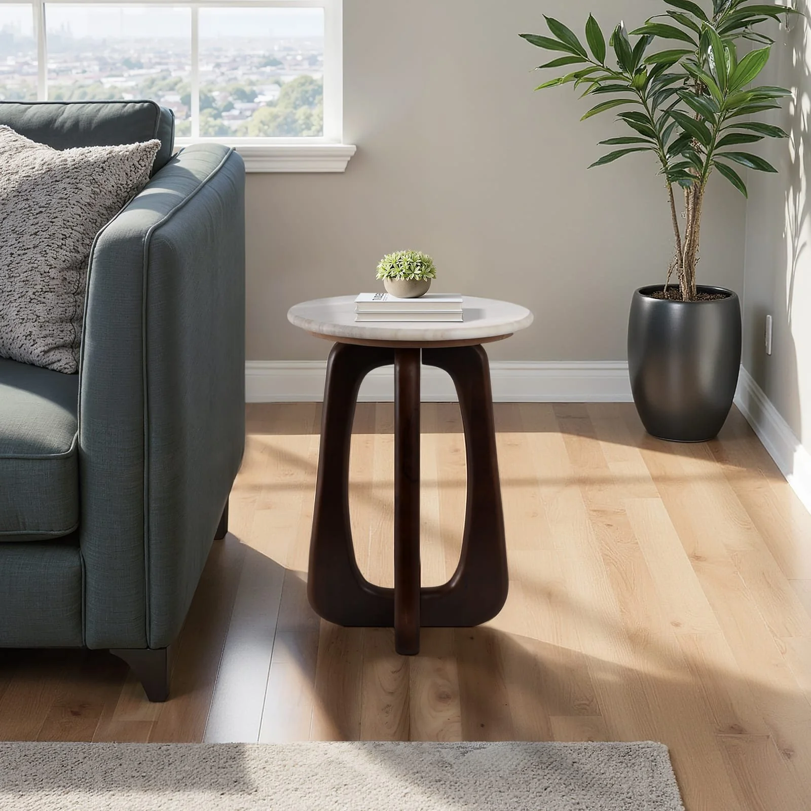20x15" Marble Top Accent Table, Beige/brown - Image 11
