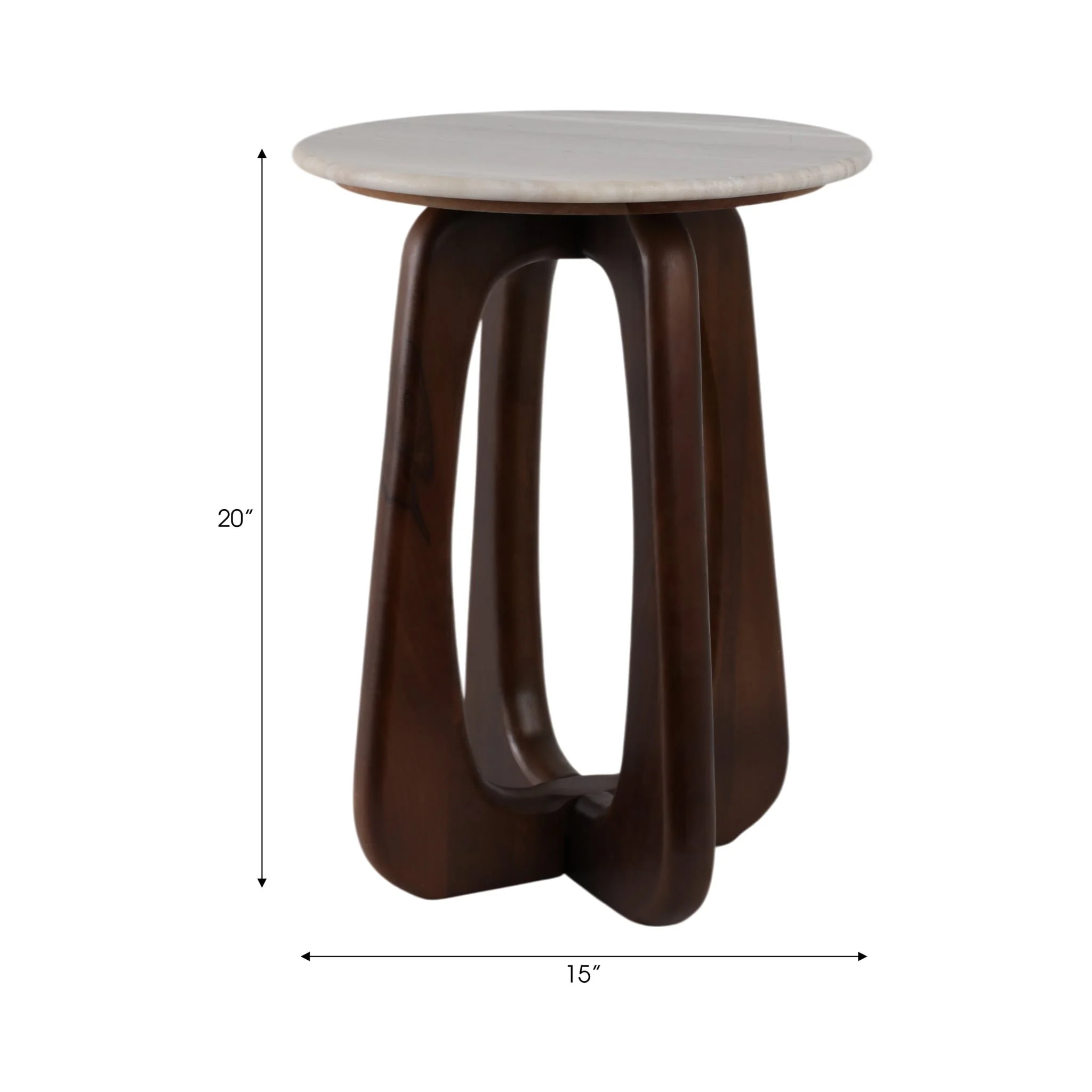 20x15" Marble Top Accent Table, Beige/brown - Image 9