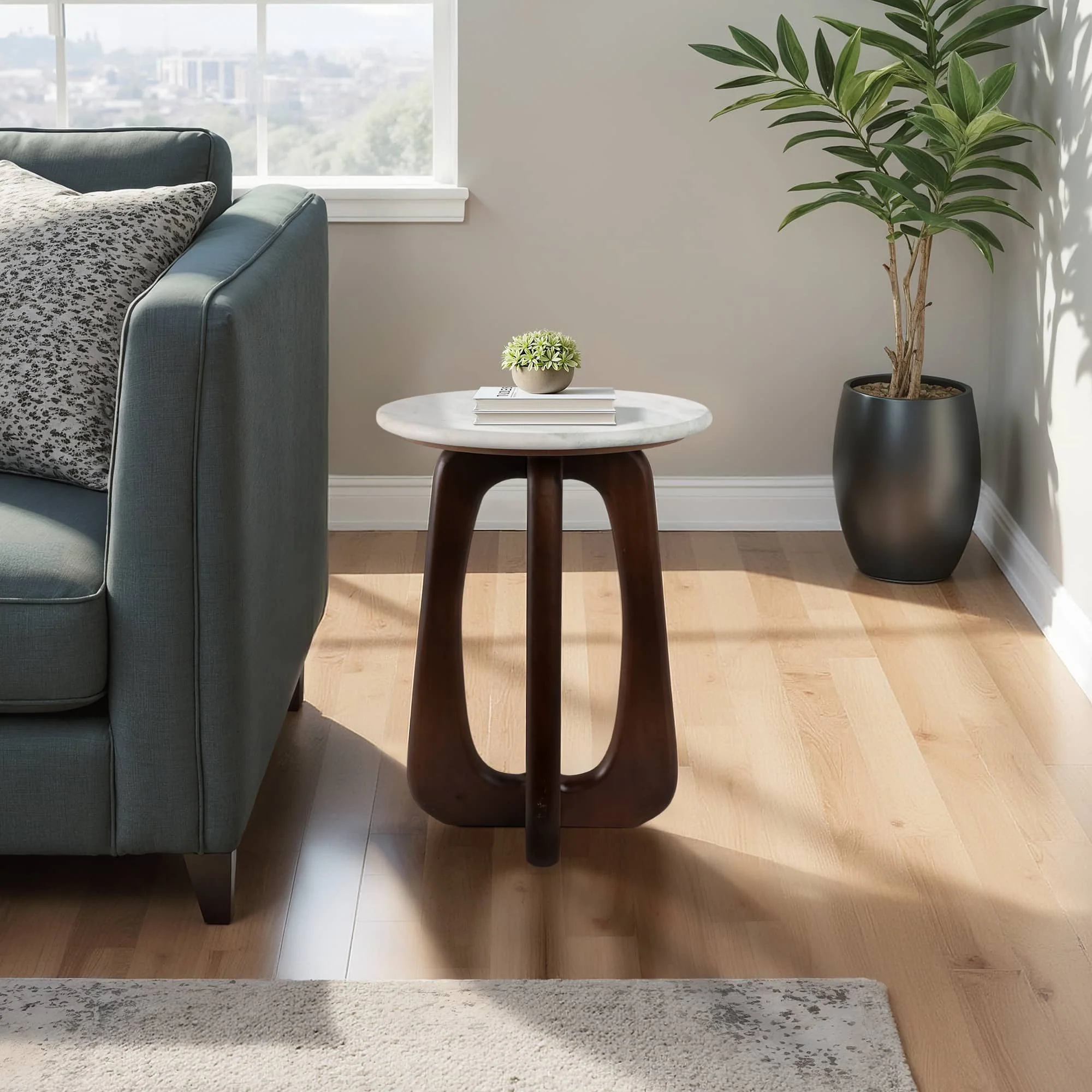 20x15" Marble Top Accent Table, Green/brown - Image 10