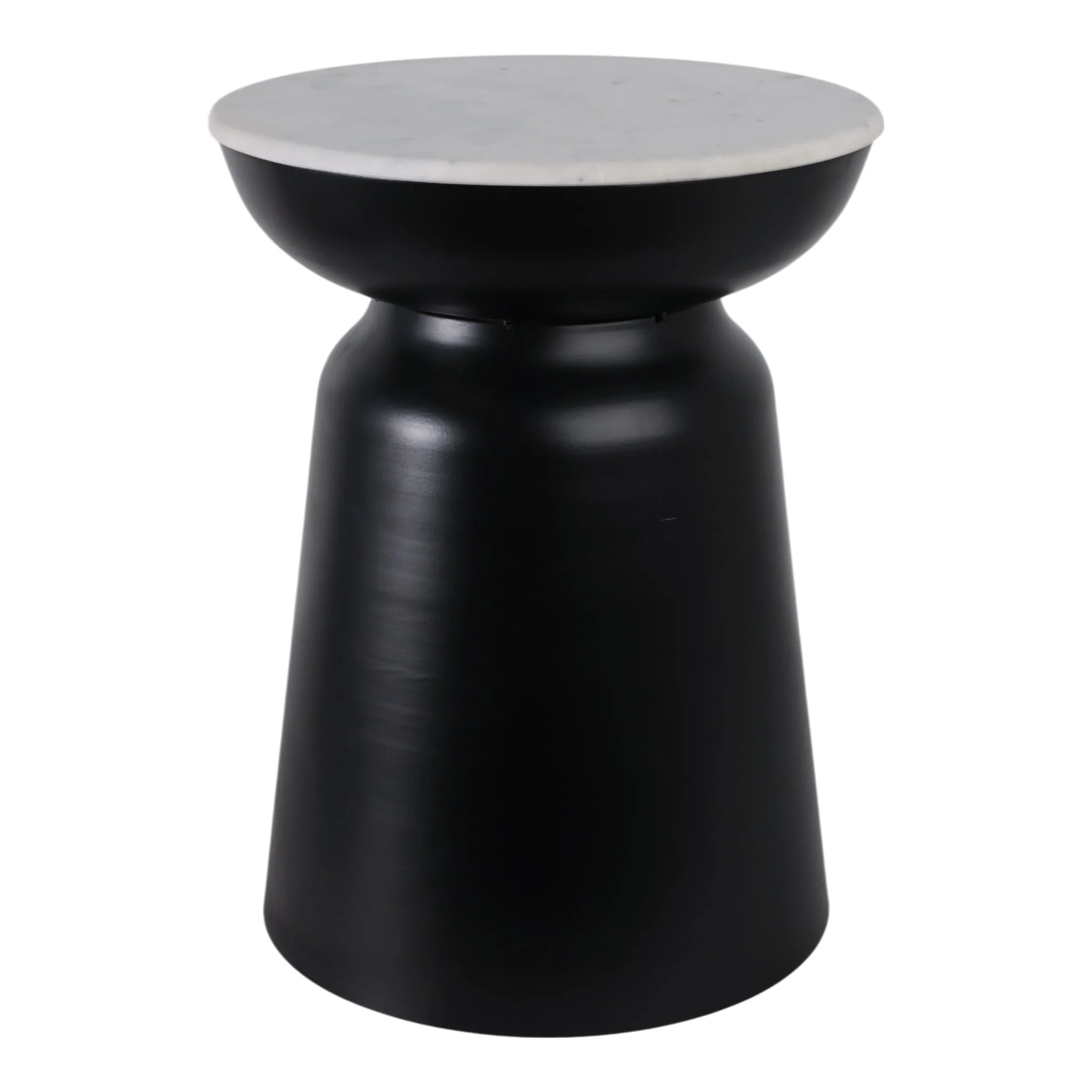 20x15" Metal Accent Table Marble Top, Black/white - Image 4