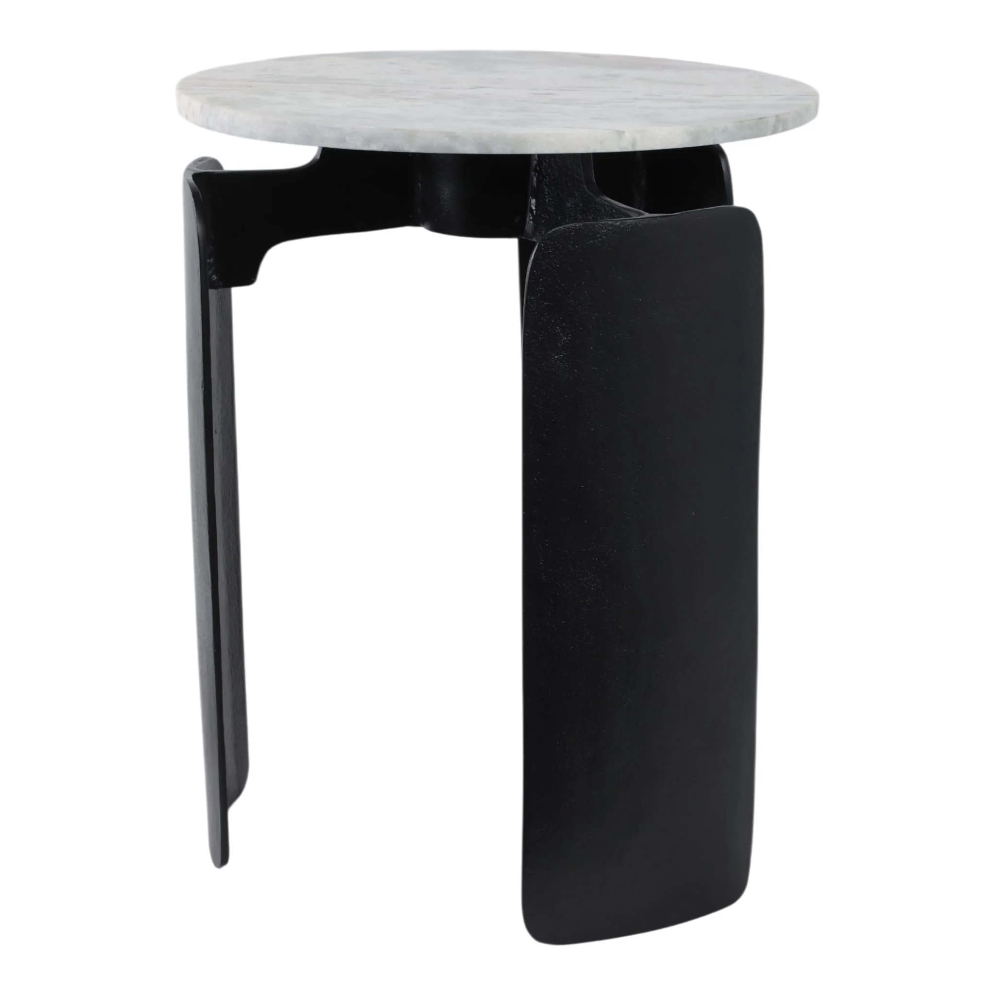 20x16" Marble Top 3-footed Accent Table, Grey/ Bla - Image 2