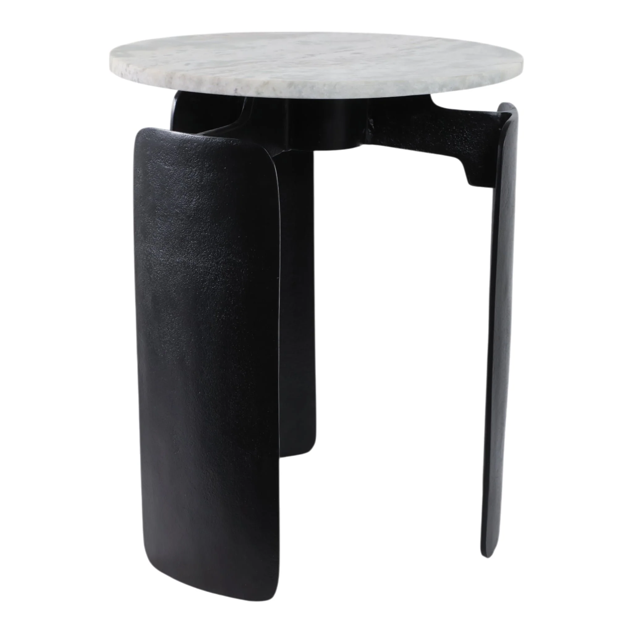 20x16" Marble Top 3-footed Accent Table, Grey/ Bla - Image 3