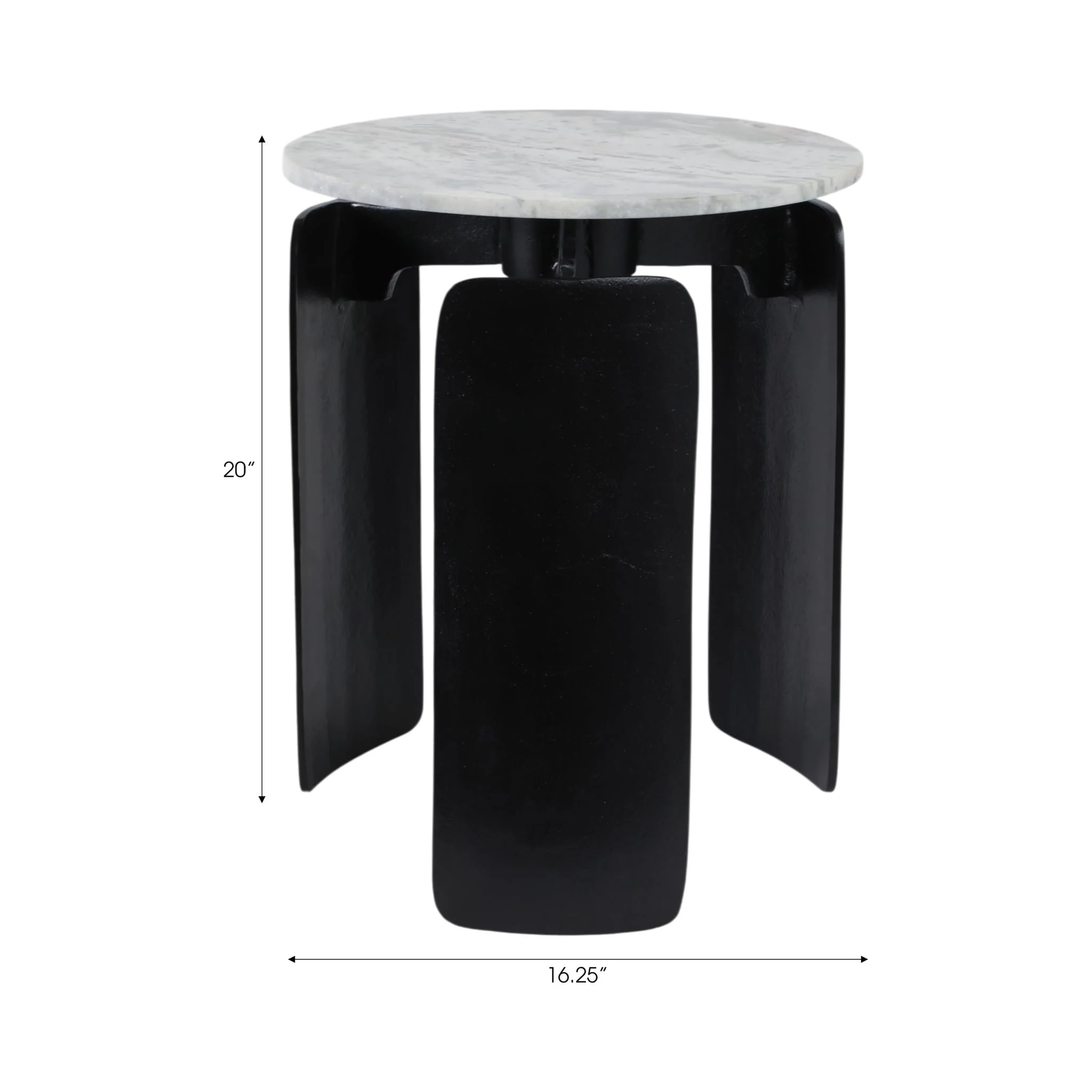 20x16" Marble Top 3-footed Accent Table, Grey/ Bla - Image 9