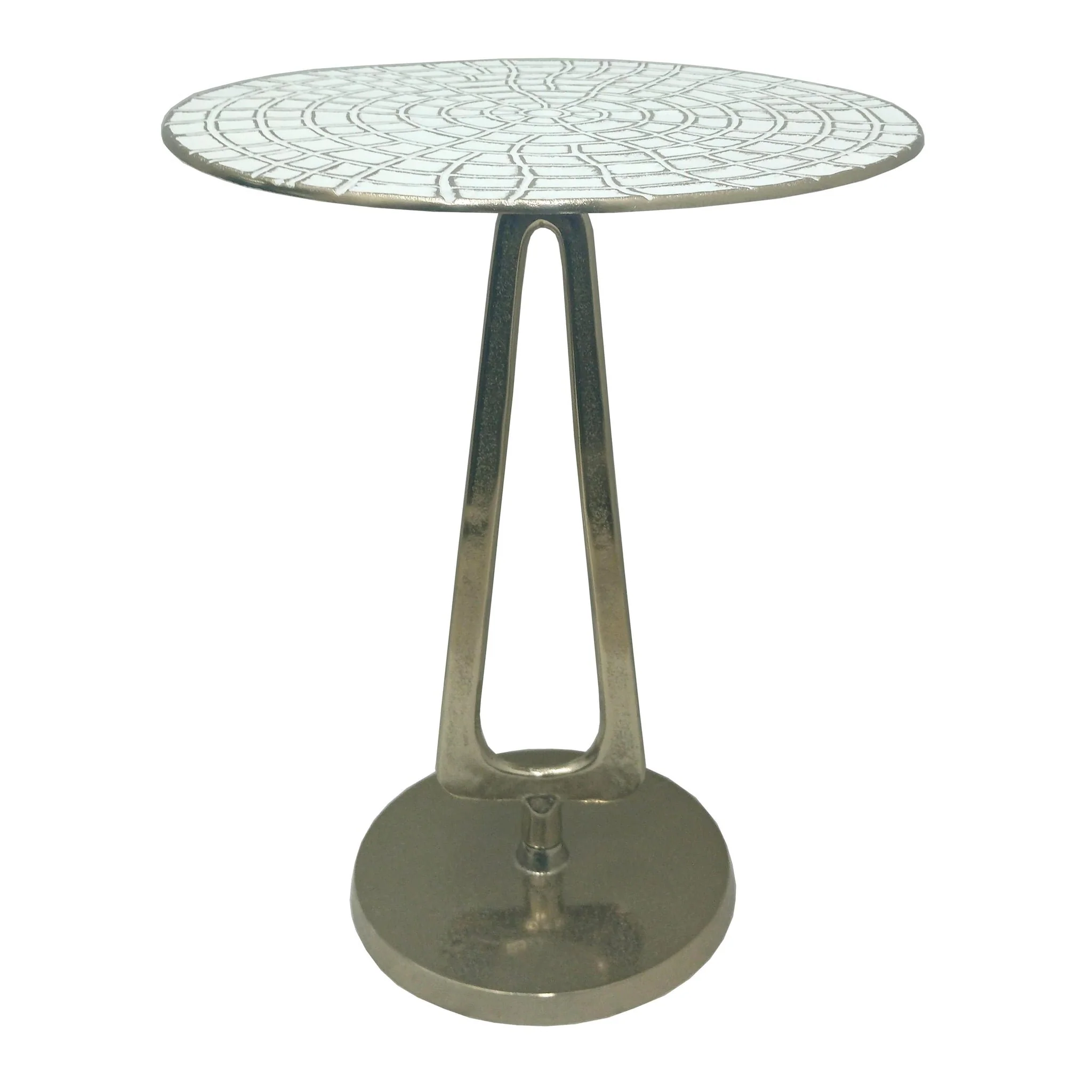 20x16" Seashell Pattern Top Accent Table, White/go - Image 2
