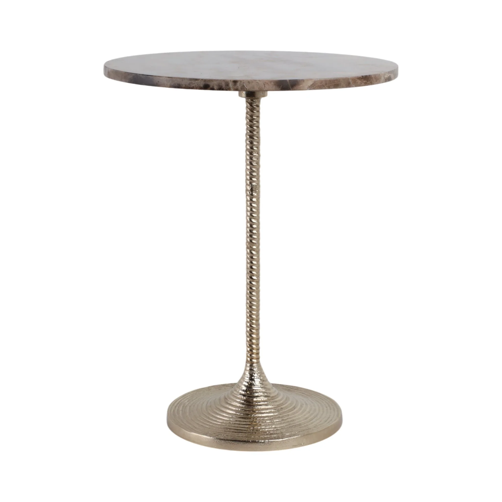 20x16" Twisted Accent Table Marble Top, Brown/gold - Image 2