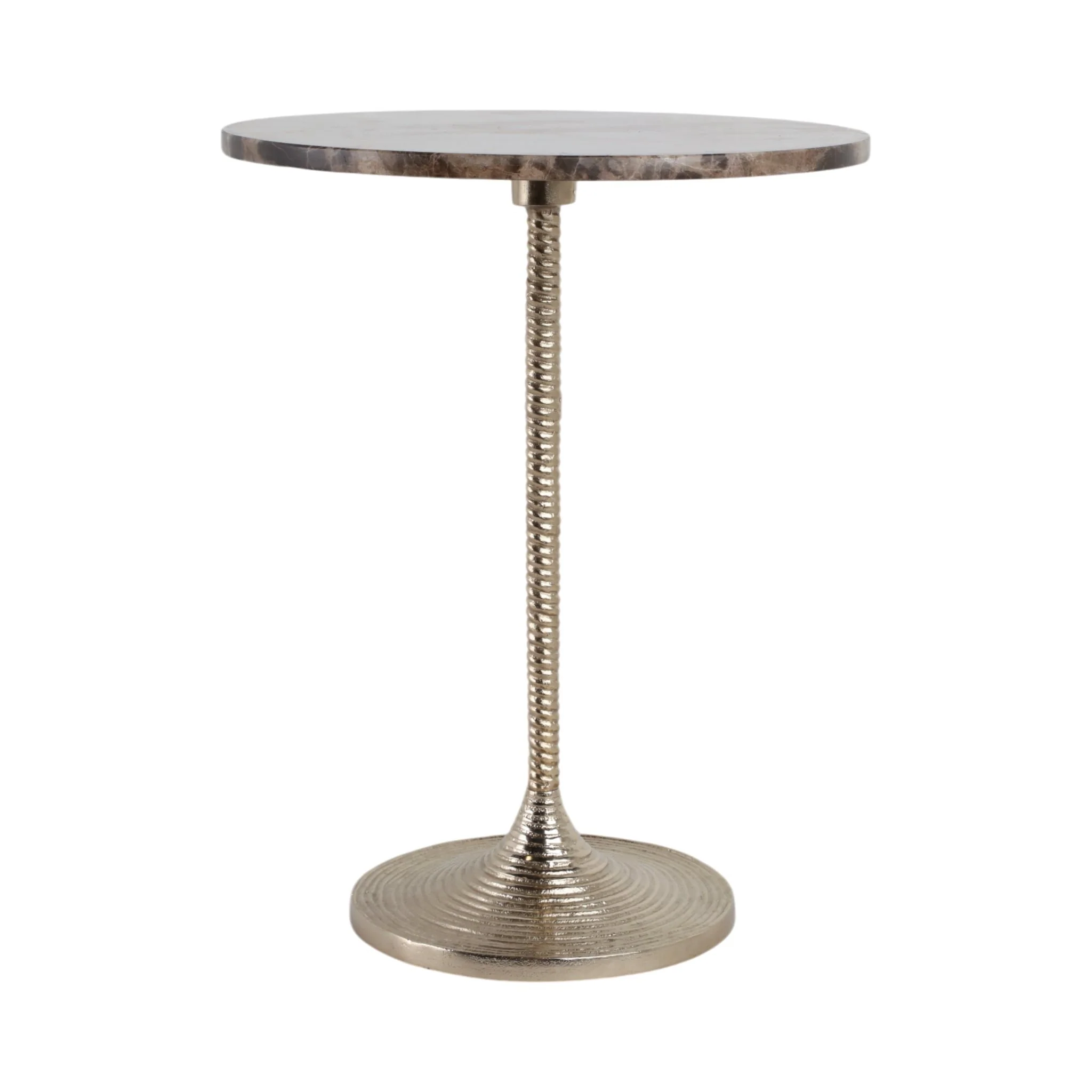 20x16" Twisted Accent Table Marble Top, Brown/gold - Image 3