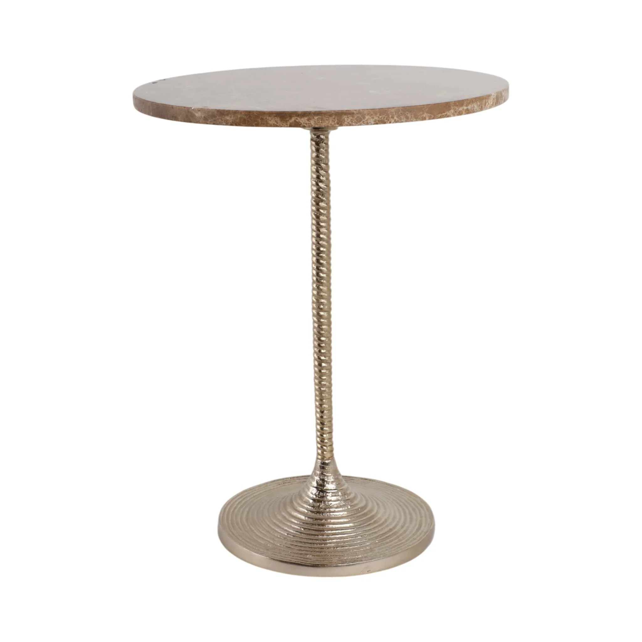 20x16" Twisted Accent Table Marble Top, Tan/gold - Image 2