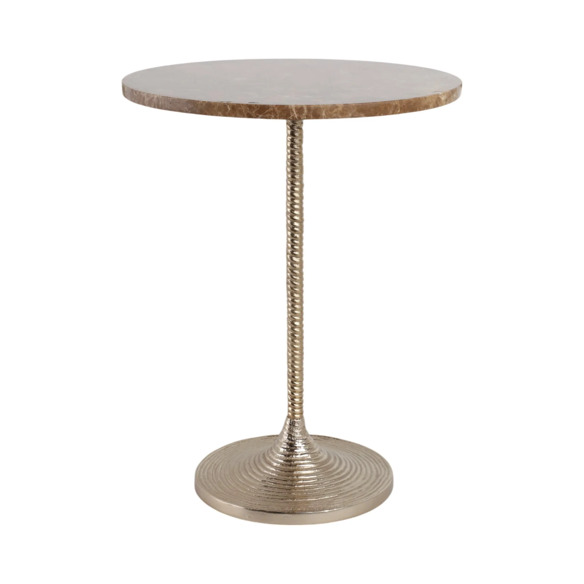 20x16" Twisted Accent Table Marble Top, Tan/gold - Image 3