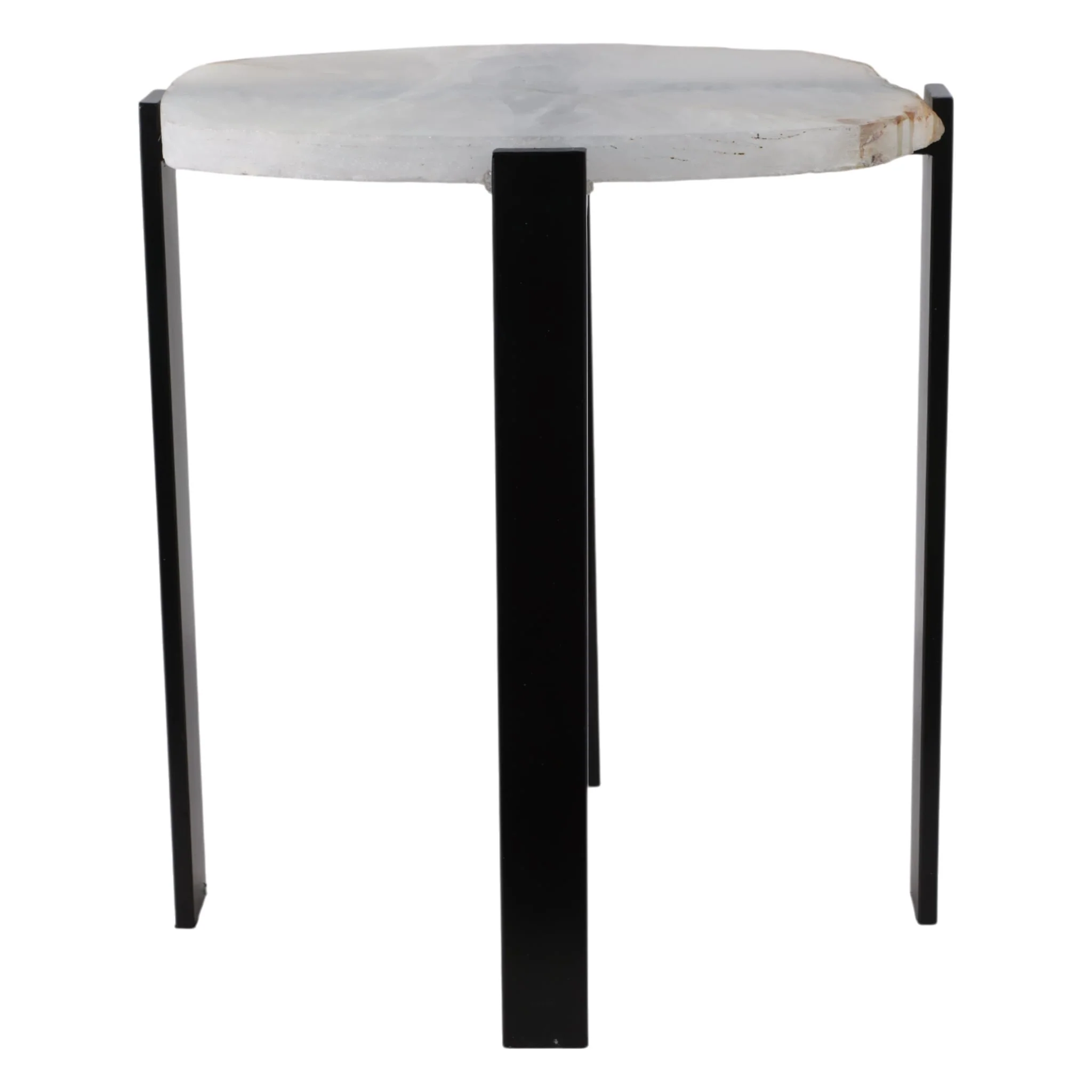 20x18" Raw Edge Agate Accent Table, White/black - Image 4