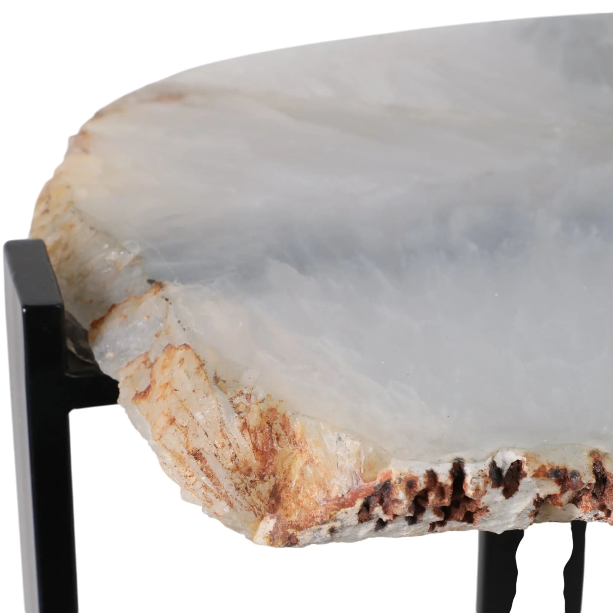 20x18" Raw Edge Agate Accent Table, White/black - Image 6