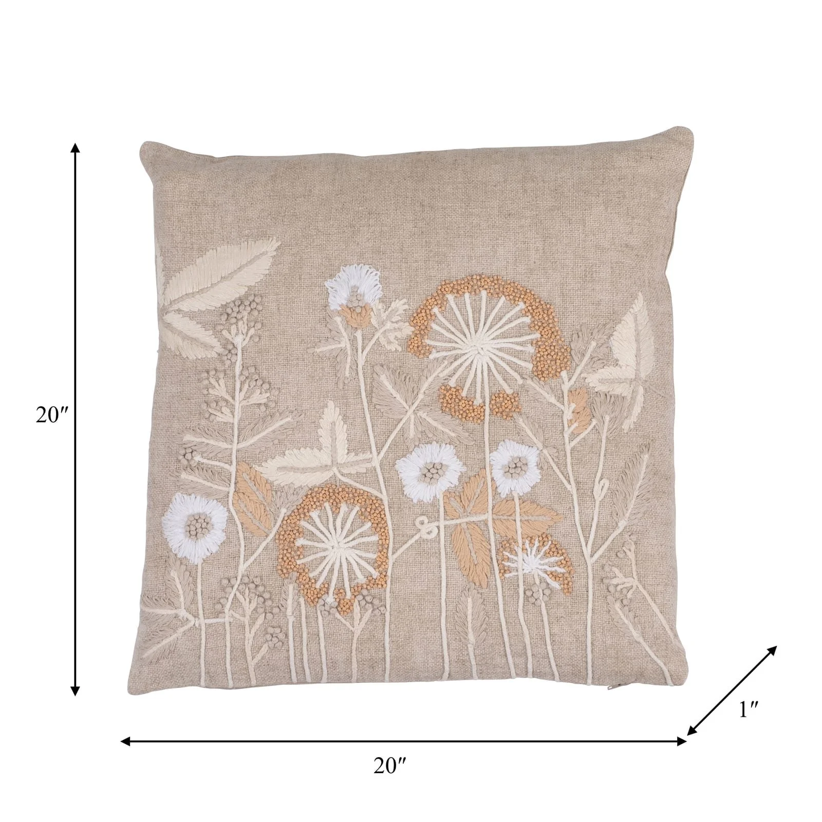 20x20" Cotton, Wild Flowers Hand Embroidery Decora - Image 3