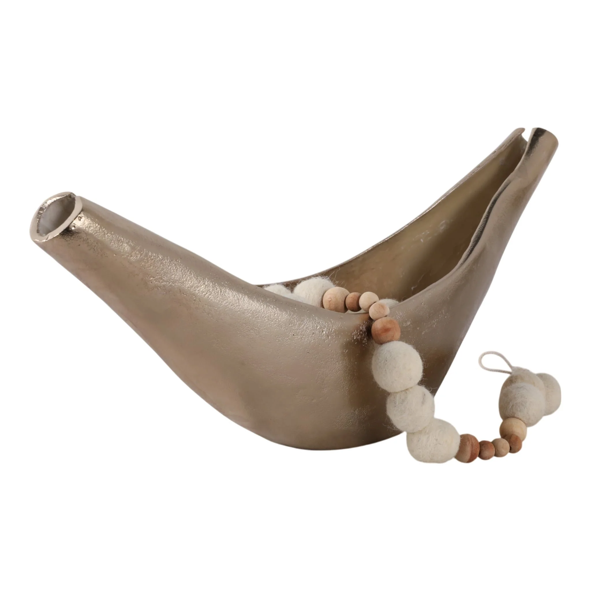20x8" V-shaped Metal Bowl, Gold/tan - Image 2