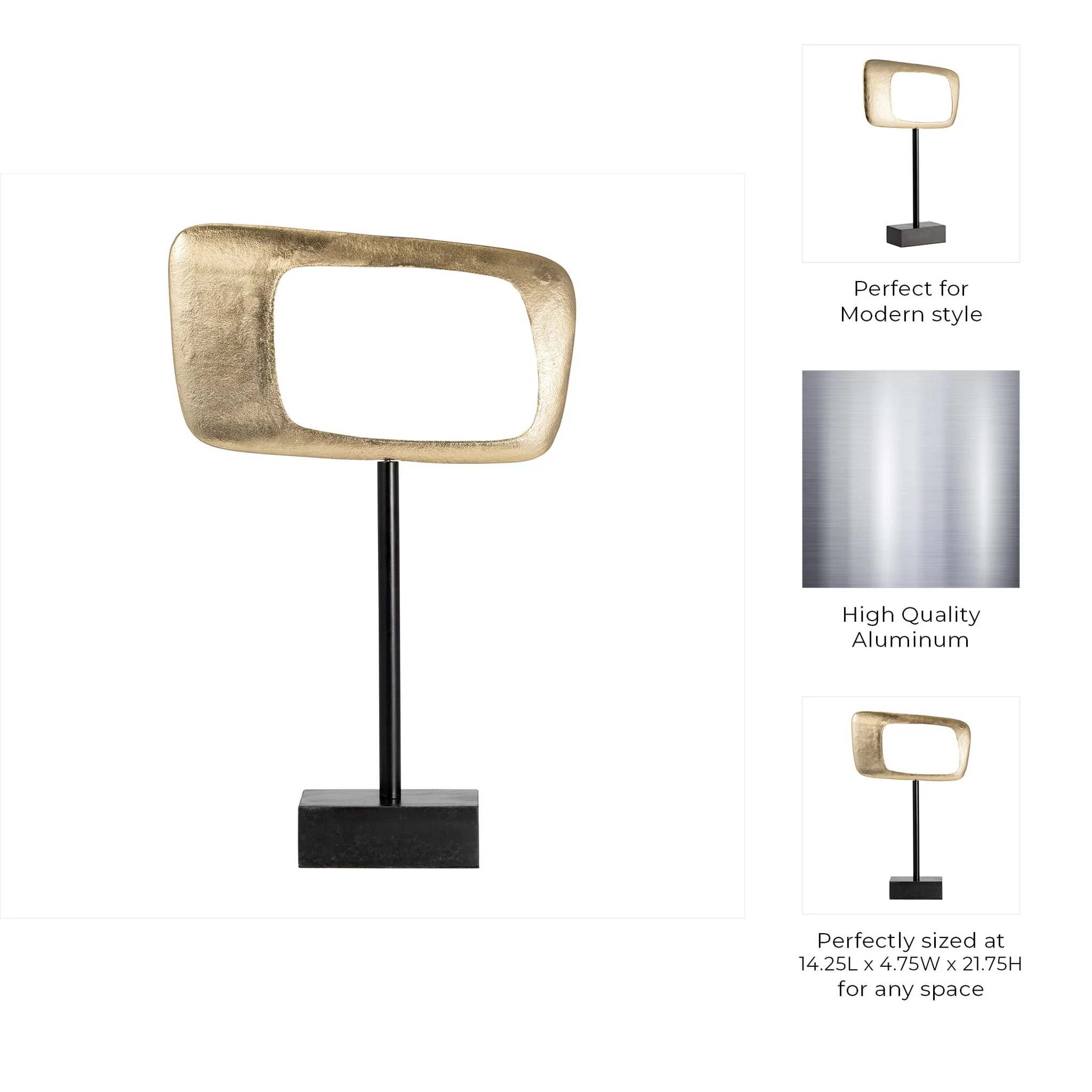 21.75" Aluminum Rhombus On Stand, Gold, Kd - Image 9
