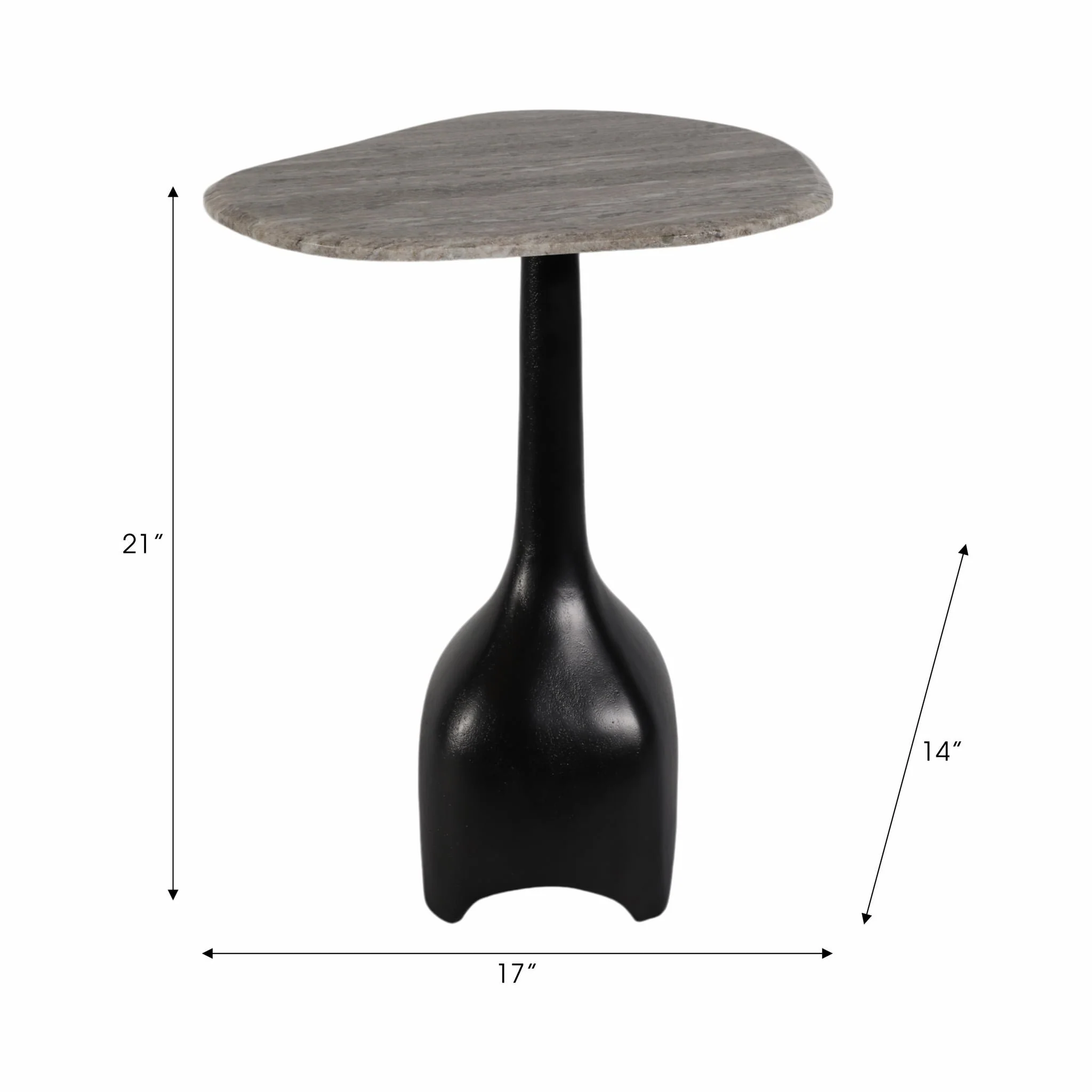 21" Curved Top Marble Accent Table, Beige/blk - Image 7