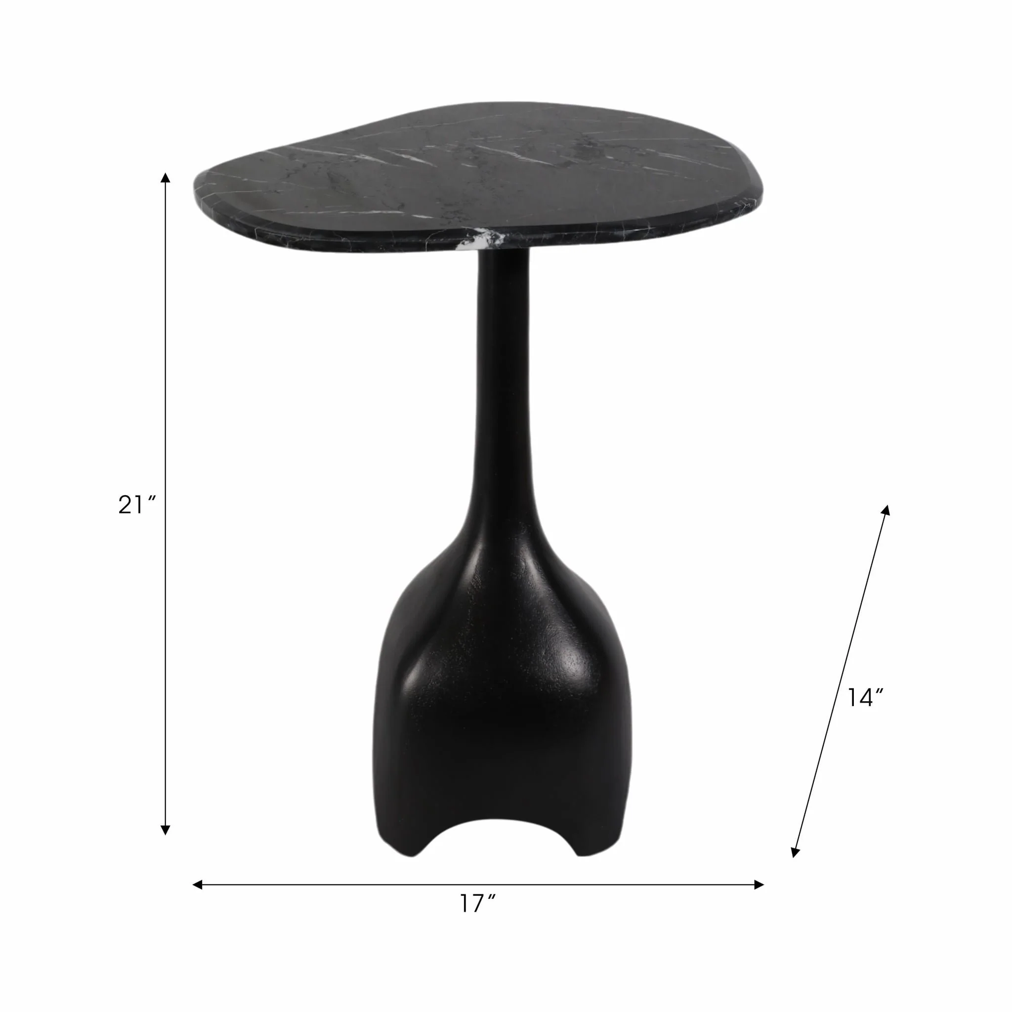 21" Curved Top Marble Accent Table, Blk - Image 7
