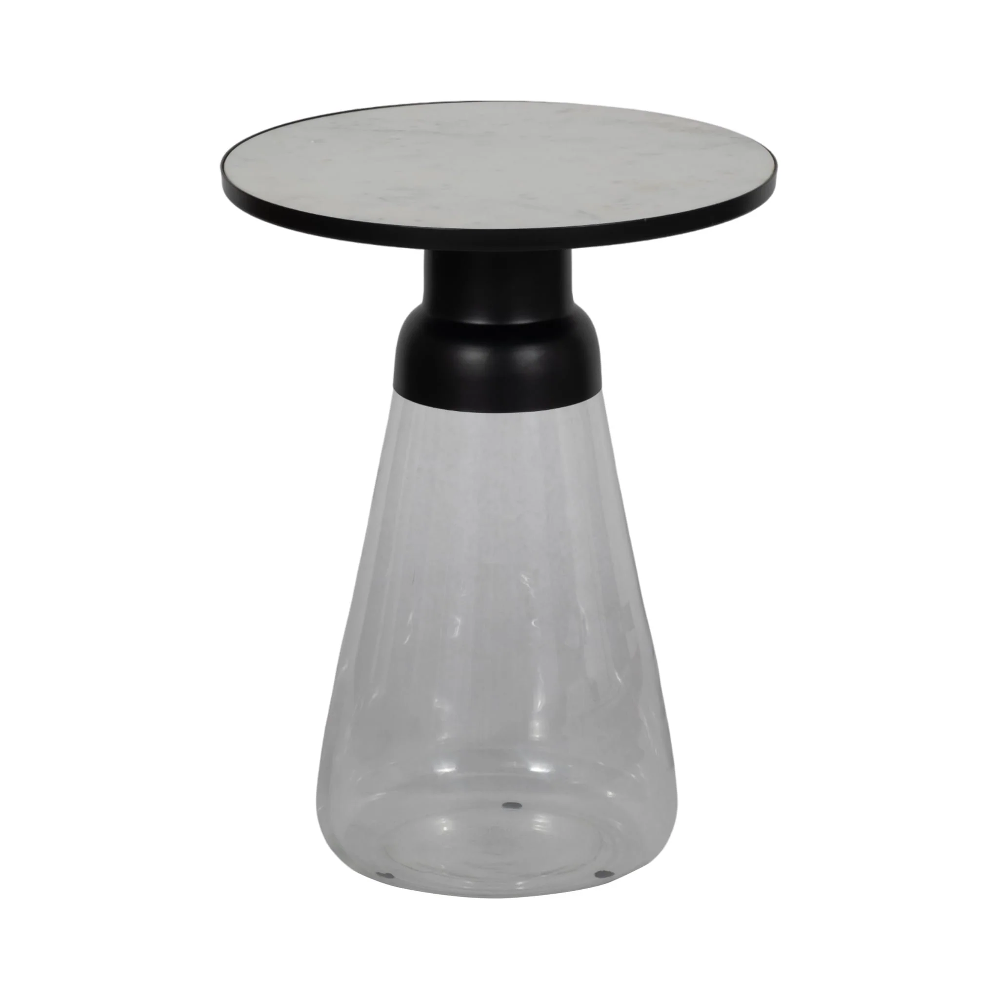 21" Glass Accent Table Marble Top, White/clear - Image 2
