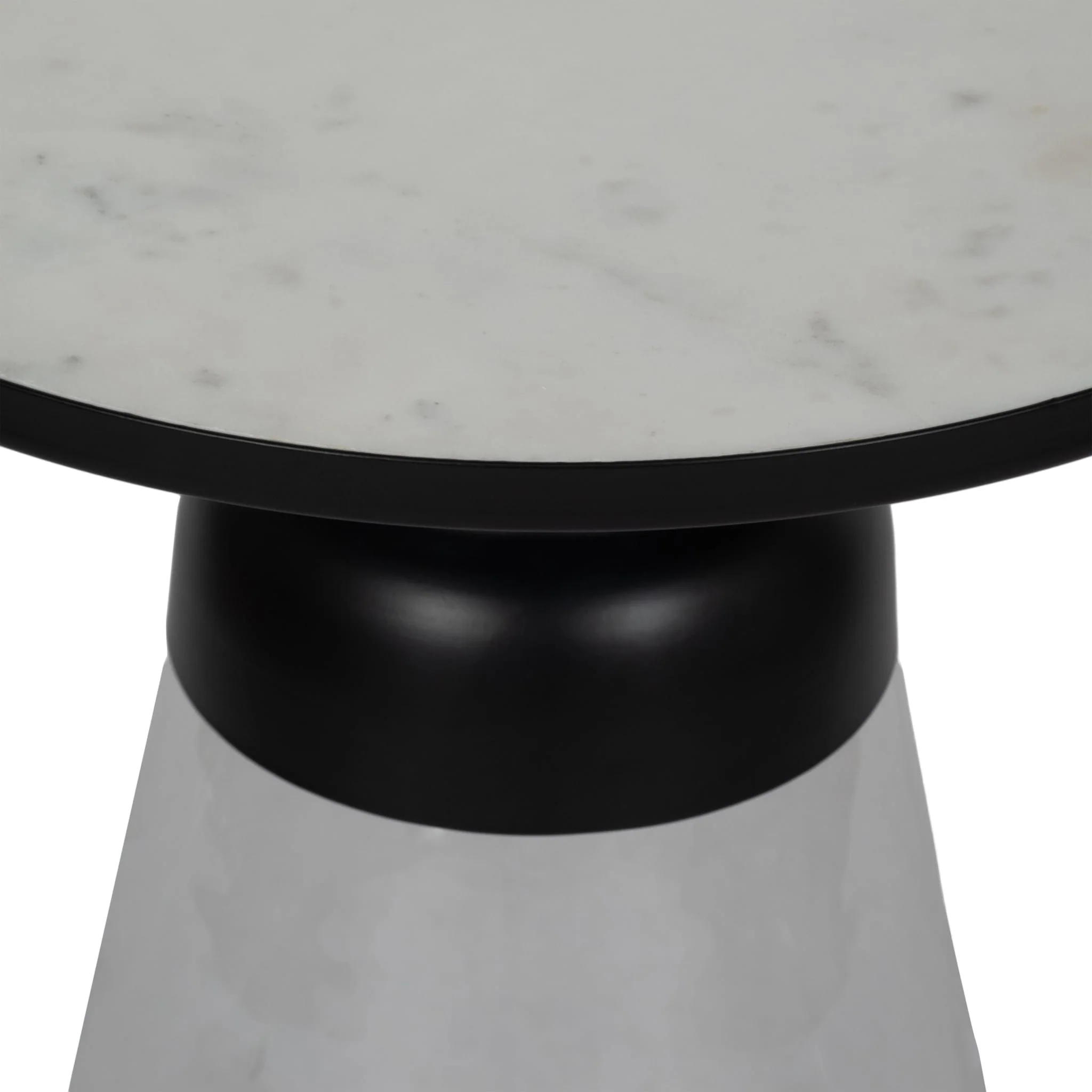 21" Glass Accent Table Marble Top, White/clear - Image 4