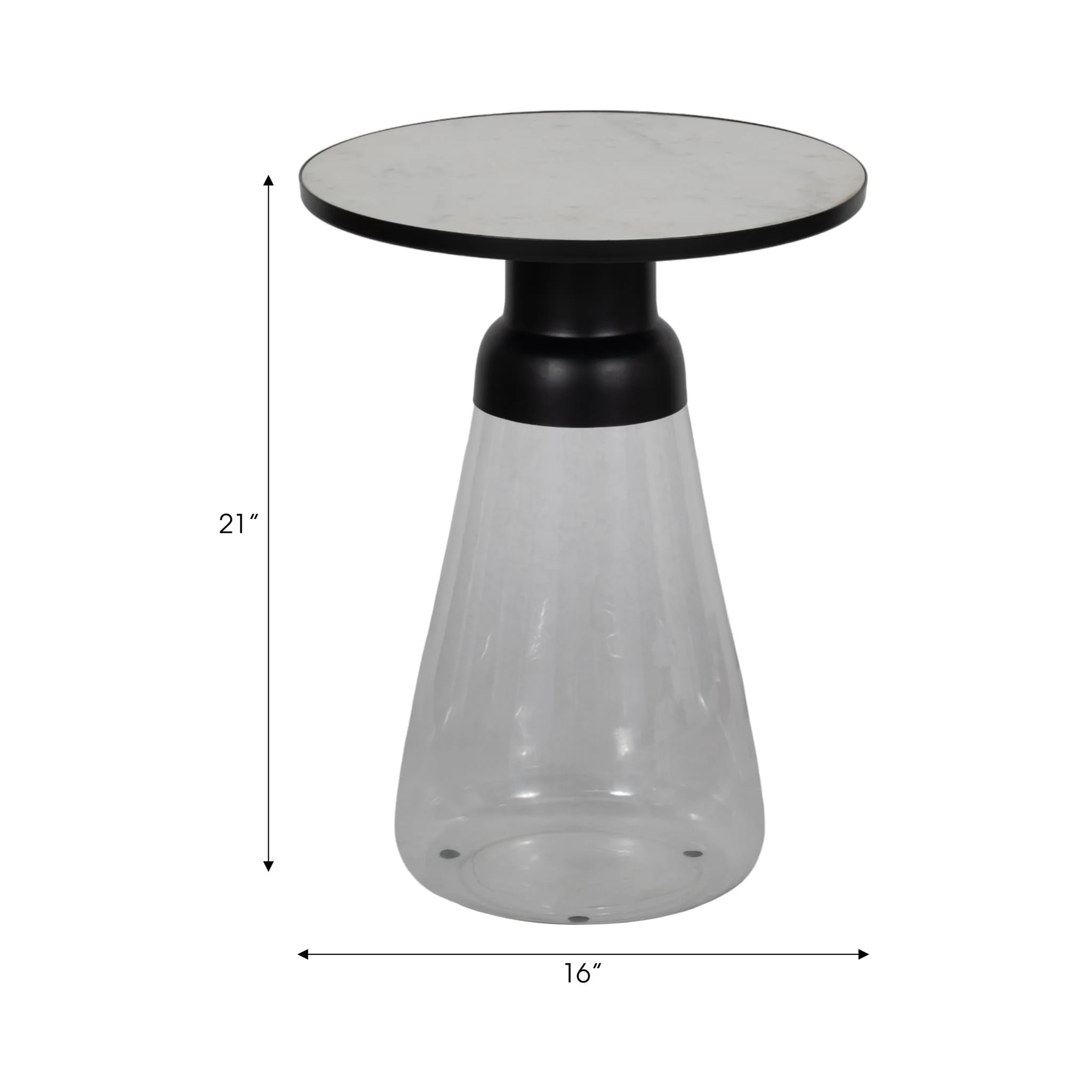 21" Glass Accent Table Marble Top, White/clear - Image 7