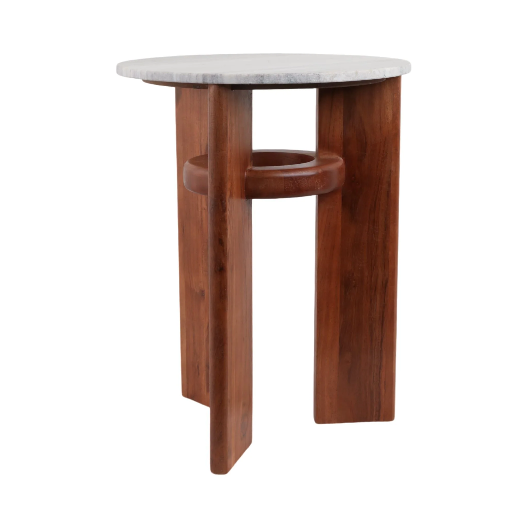 21" Slanted Legs Accent Table Marble Top, Brown - Image 2