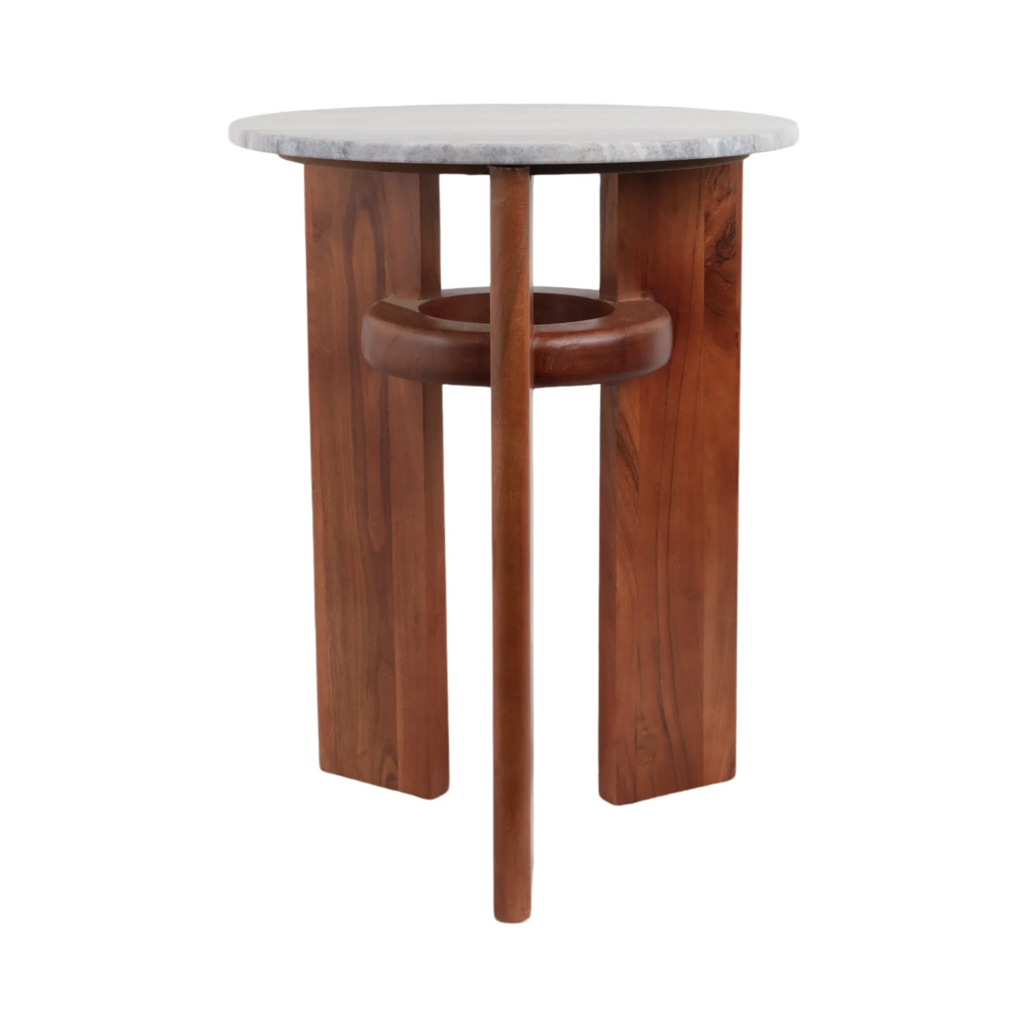 21" Slanted Legs Accent Table Marble Top, Brown - Image 4
