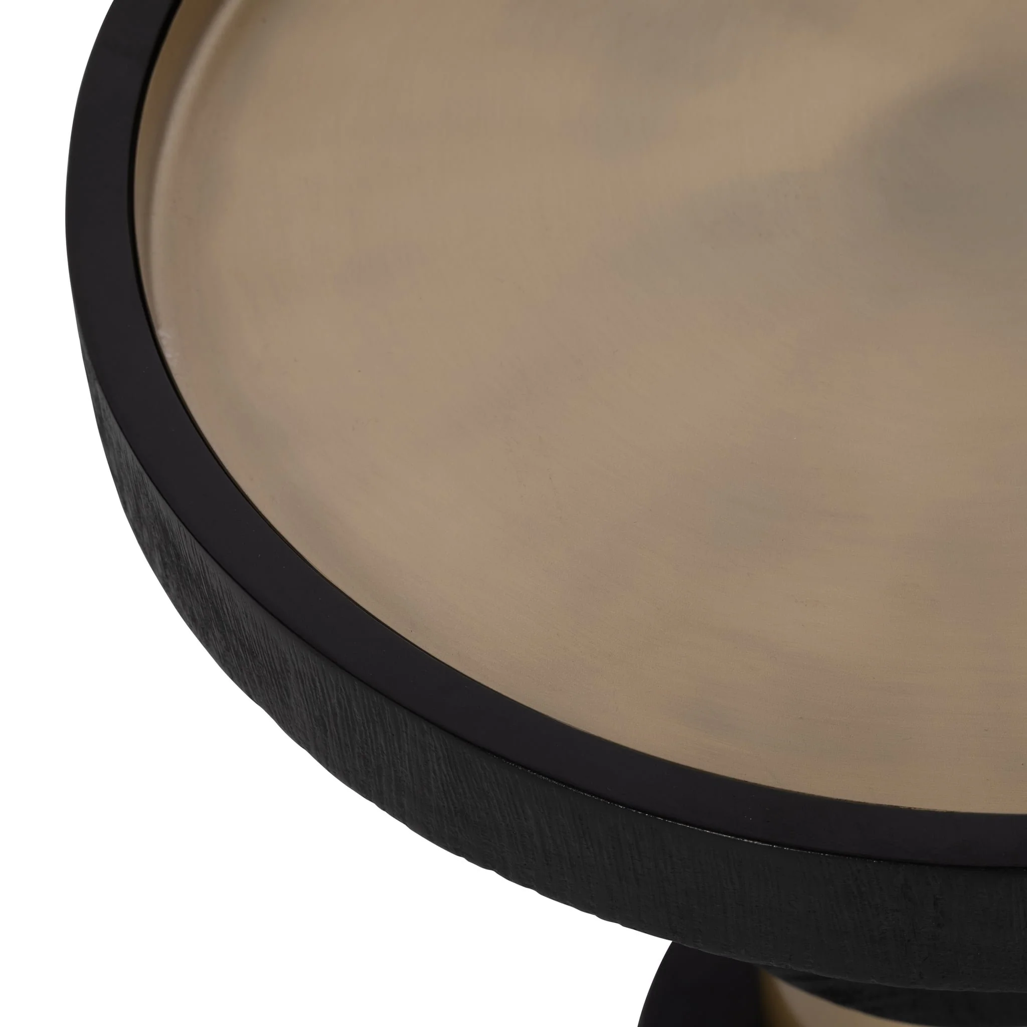 21" Wood, Metal Top Side Table, Black & Gold - Image 4