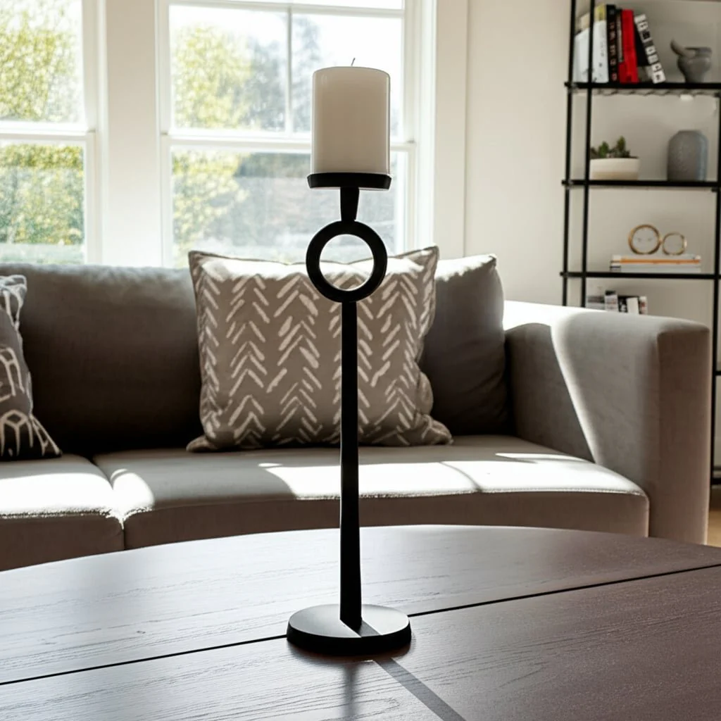 21"h Metal Candle Holder, Black - Image 8