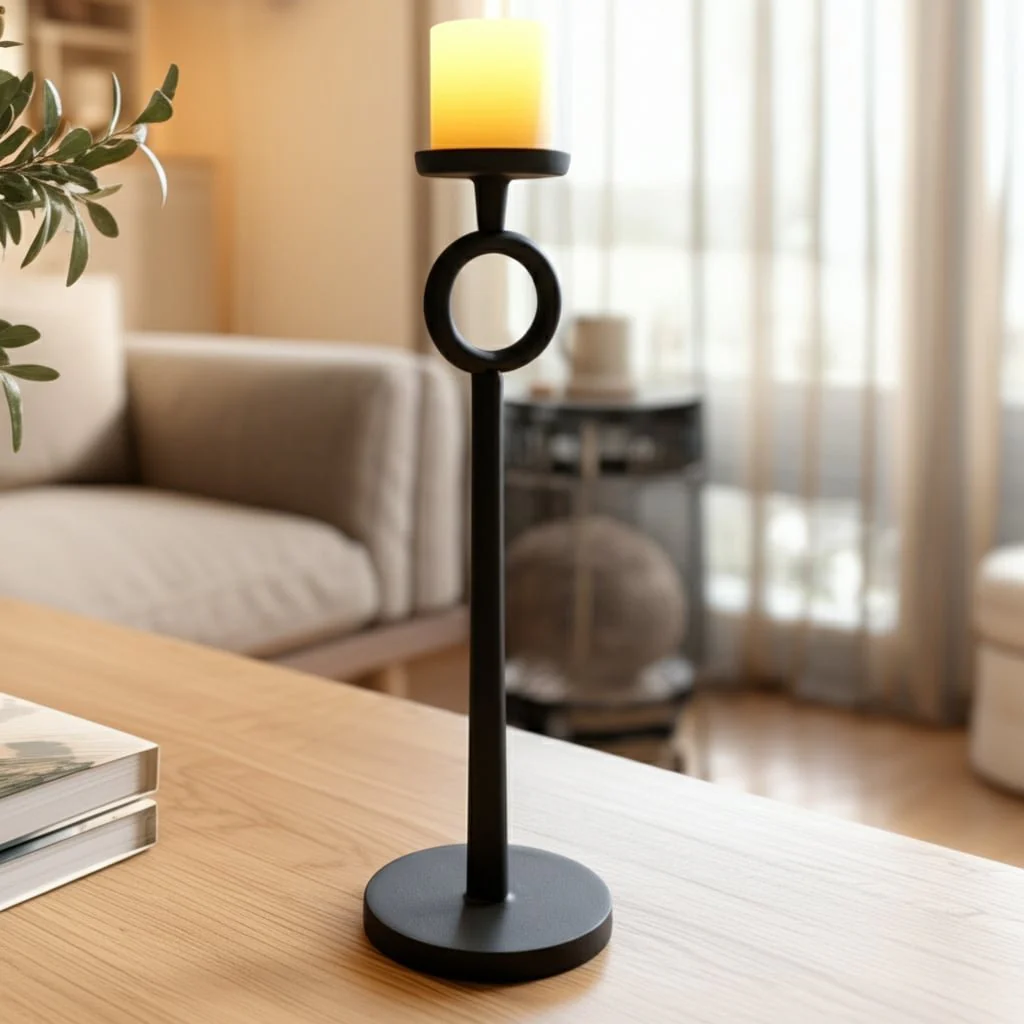 21"h Metal Candle Holder, Black - Image 9