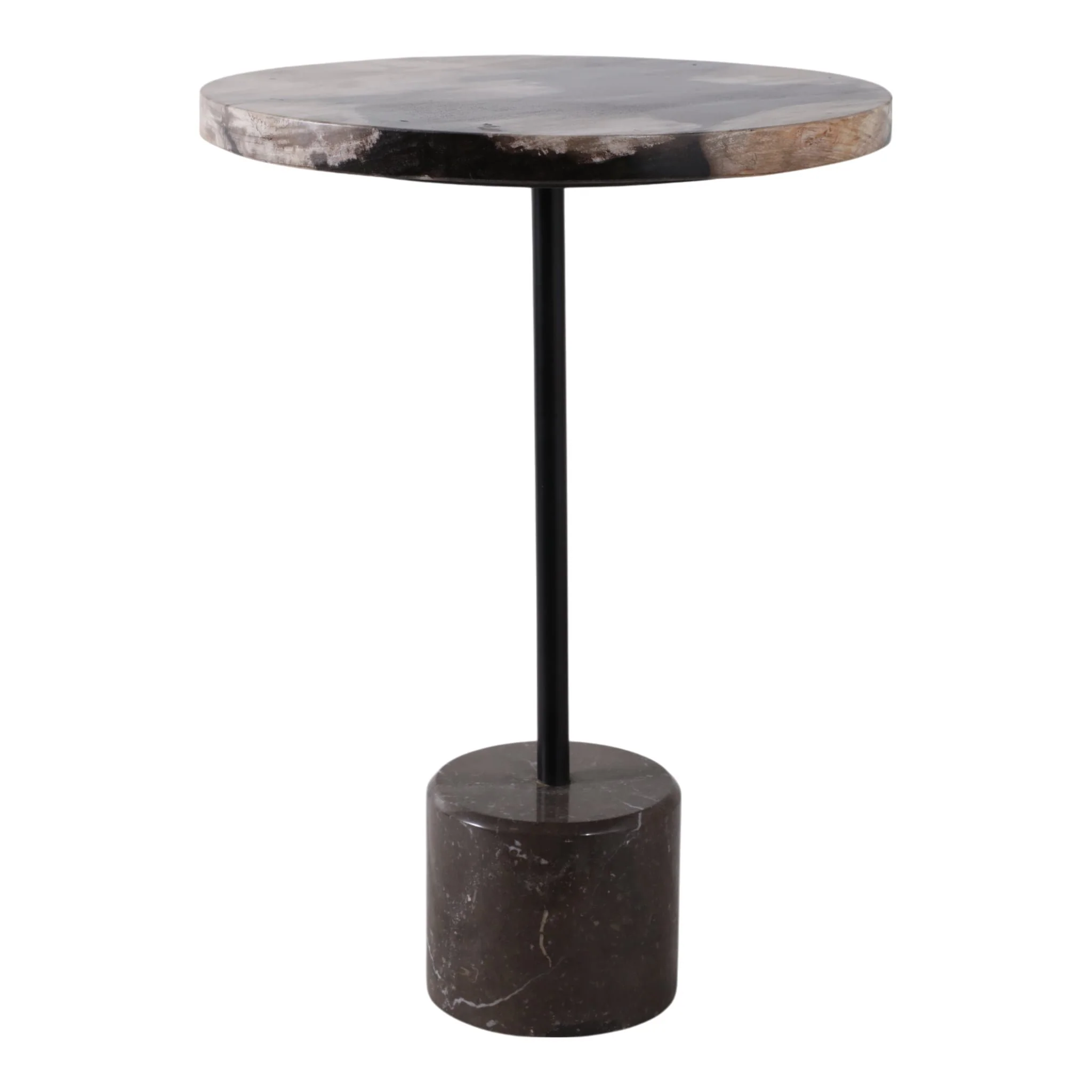 21x15" Petrified Wood Accent Table, Black/ Tan - Image 2