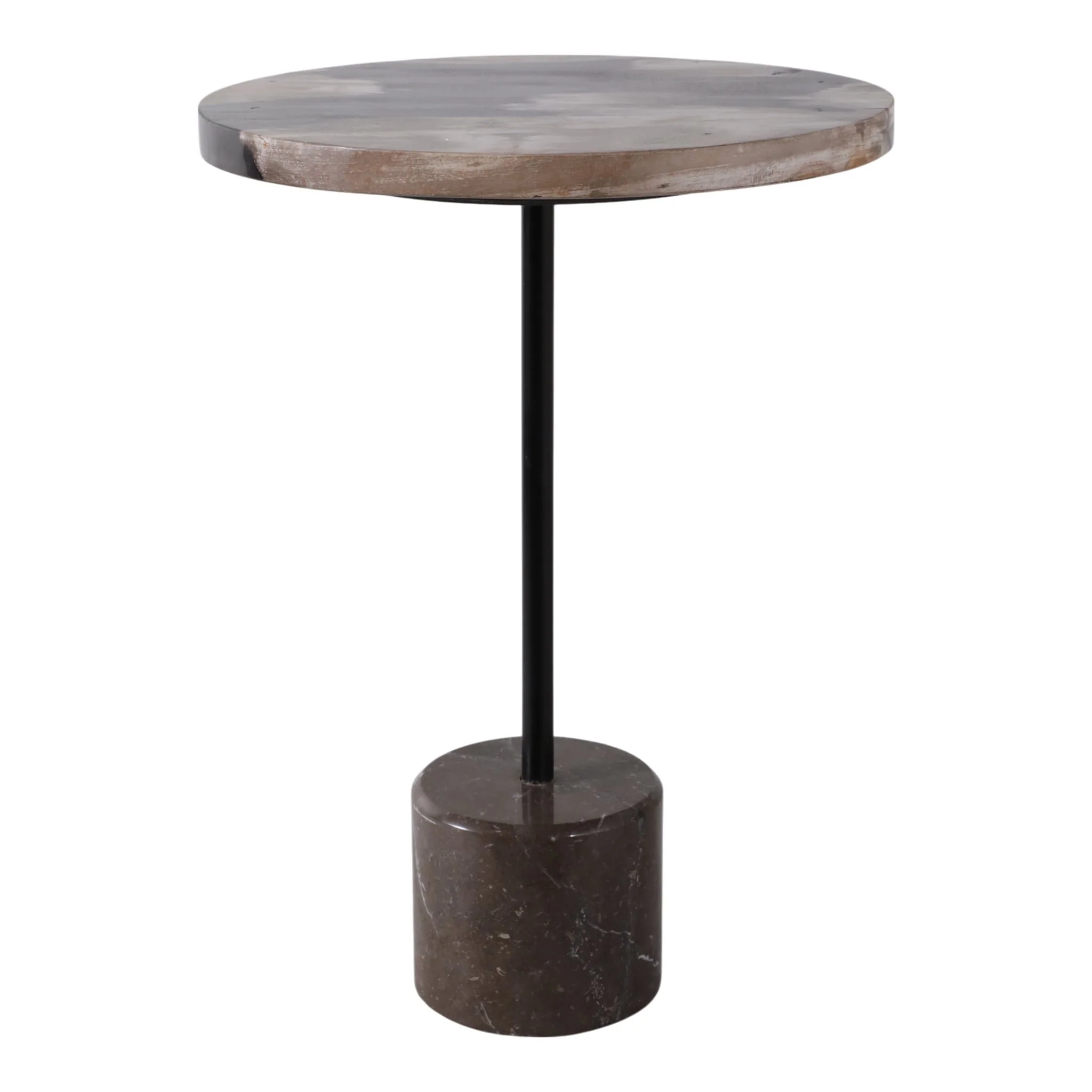 21x15" Petrified Wood Accent Table, Black/ Tan - Image 3