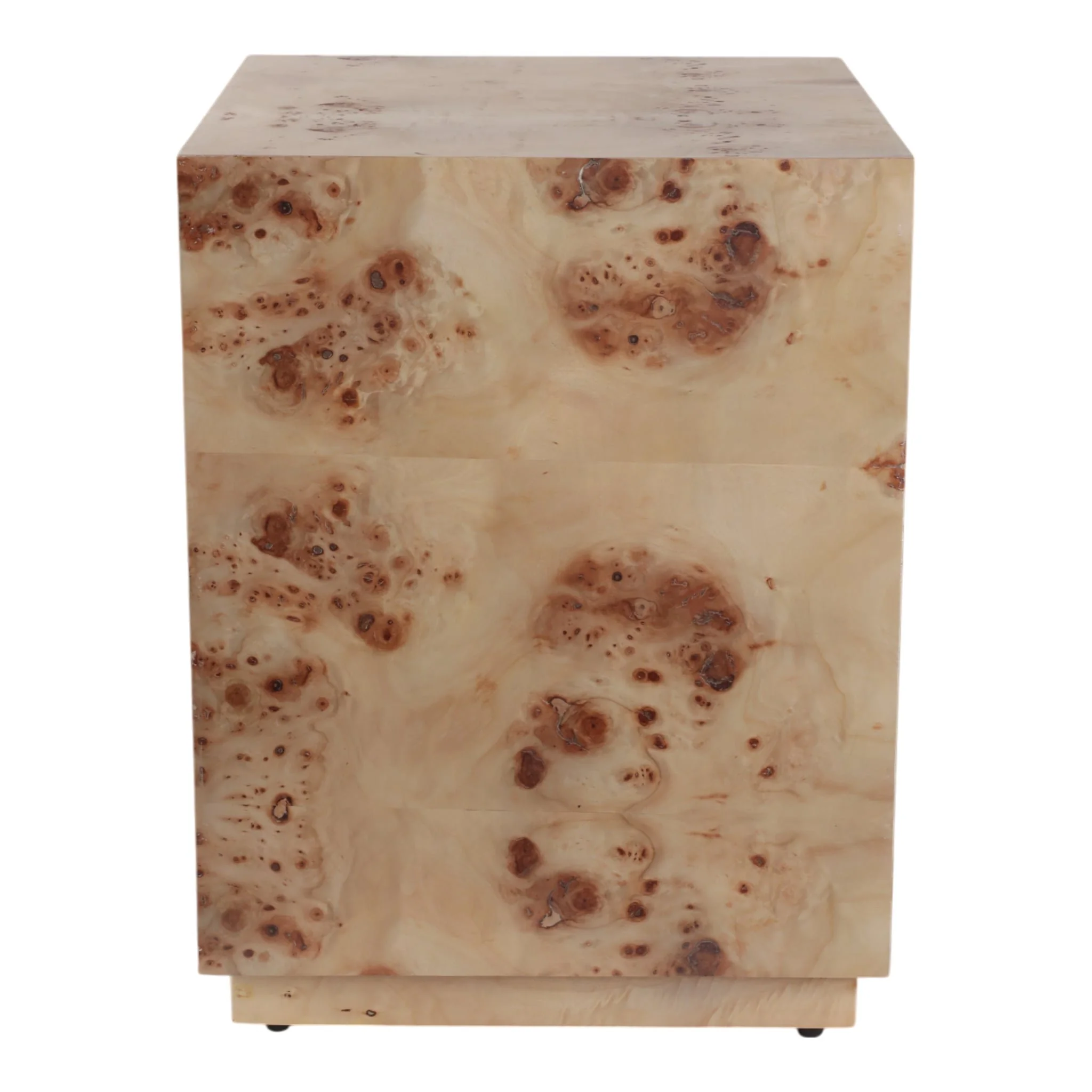 21x16" Burl Wood Block Accent Table, Tan - Image 2