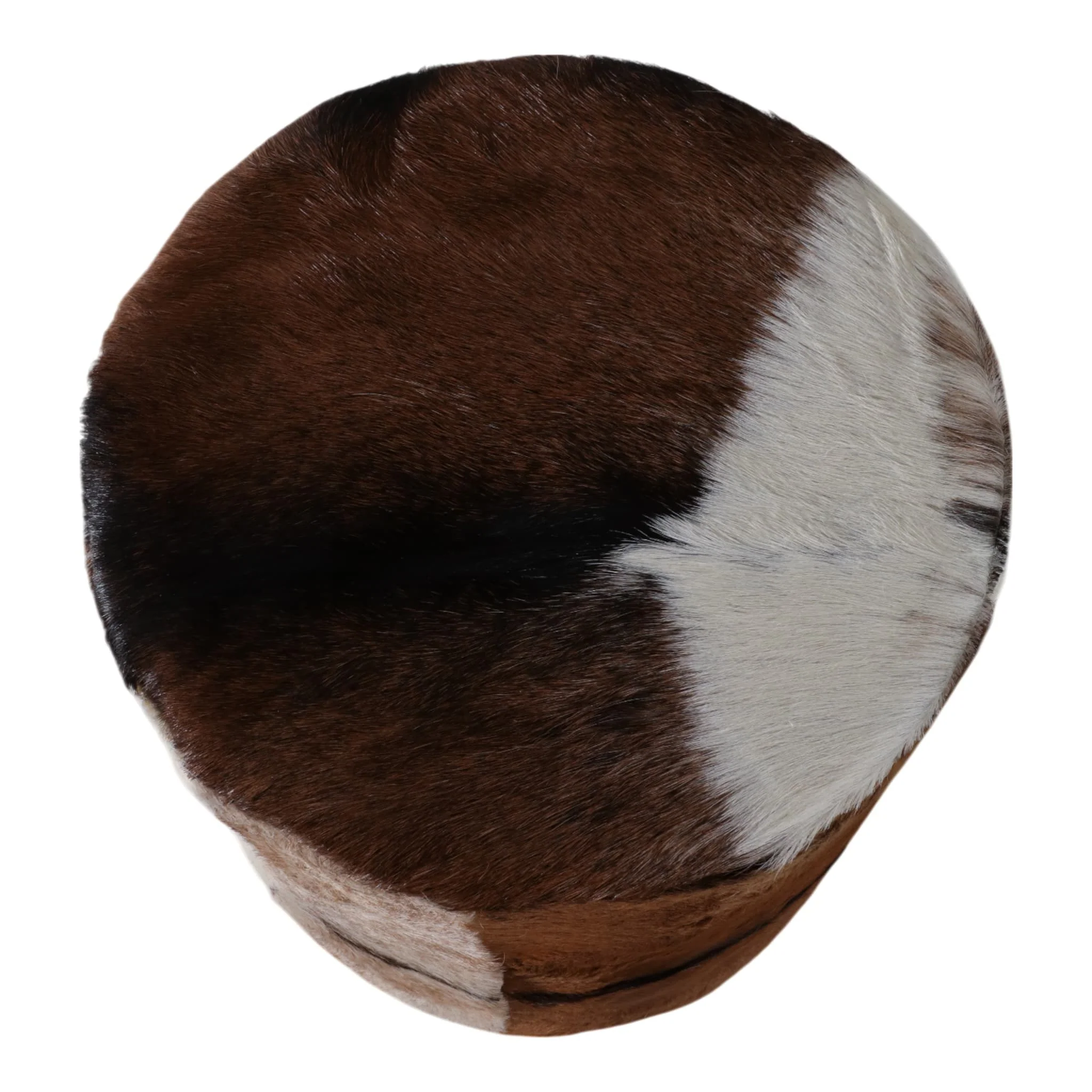 21x16" Hair On Hide Ottoman With Ball Feet, Brown - Image 7