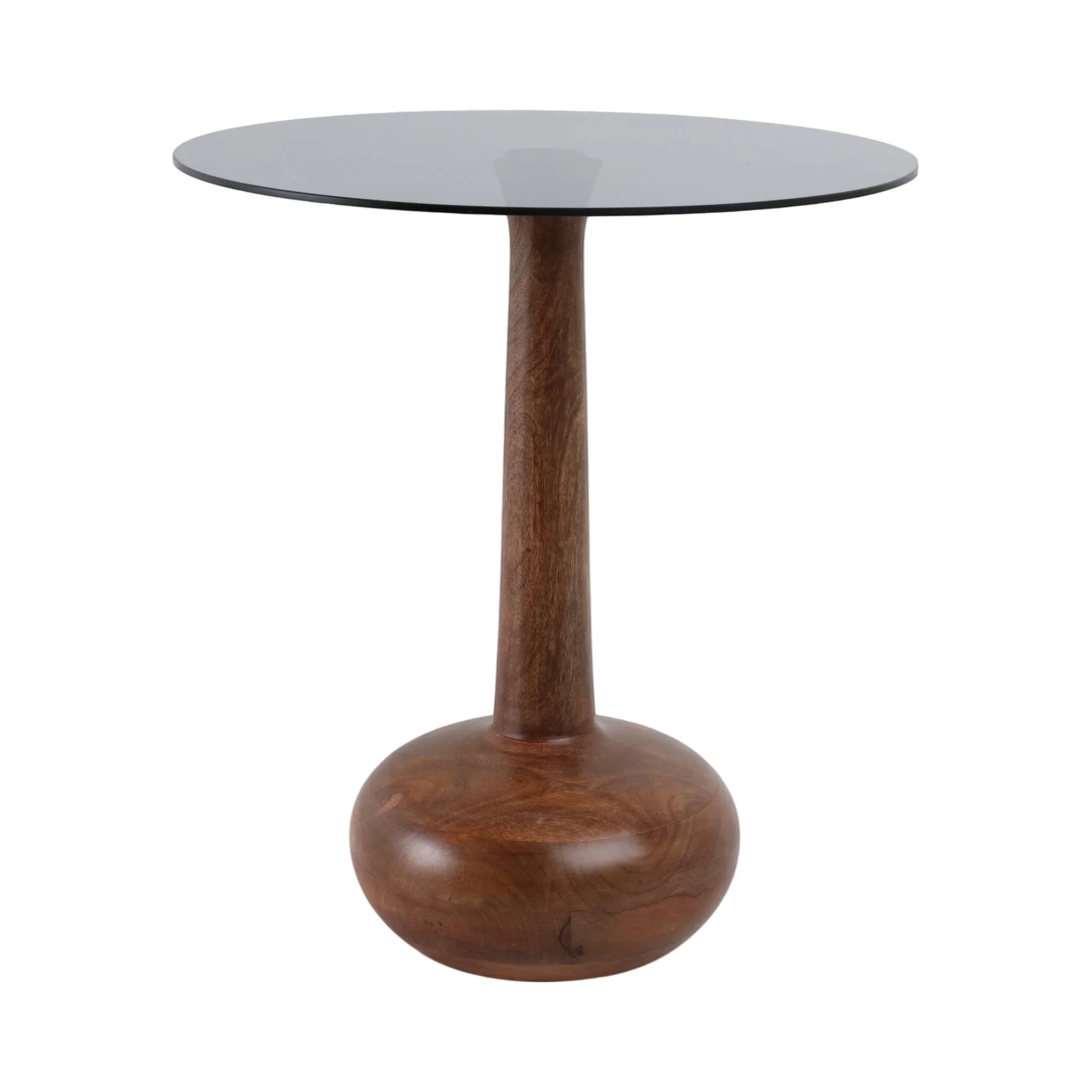 21x18" Smoke Glass Top Teardrop Accent Table, Brow - Image 2