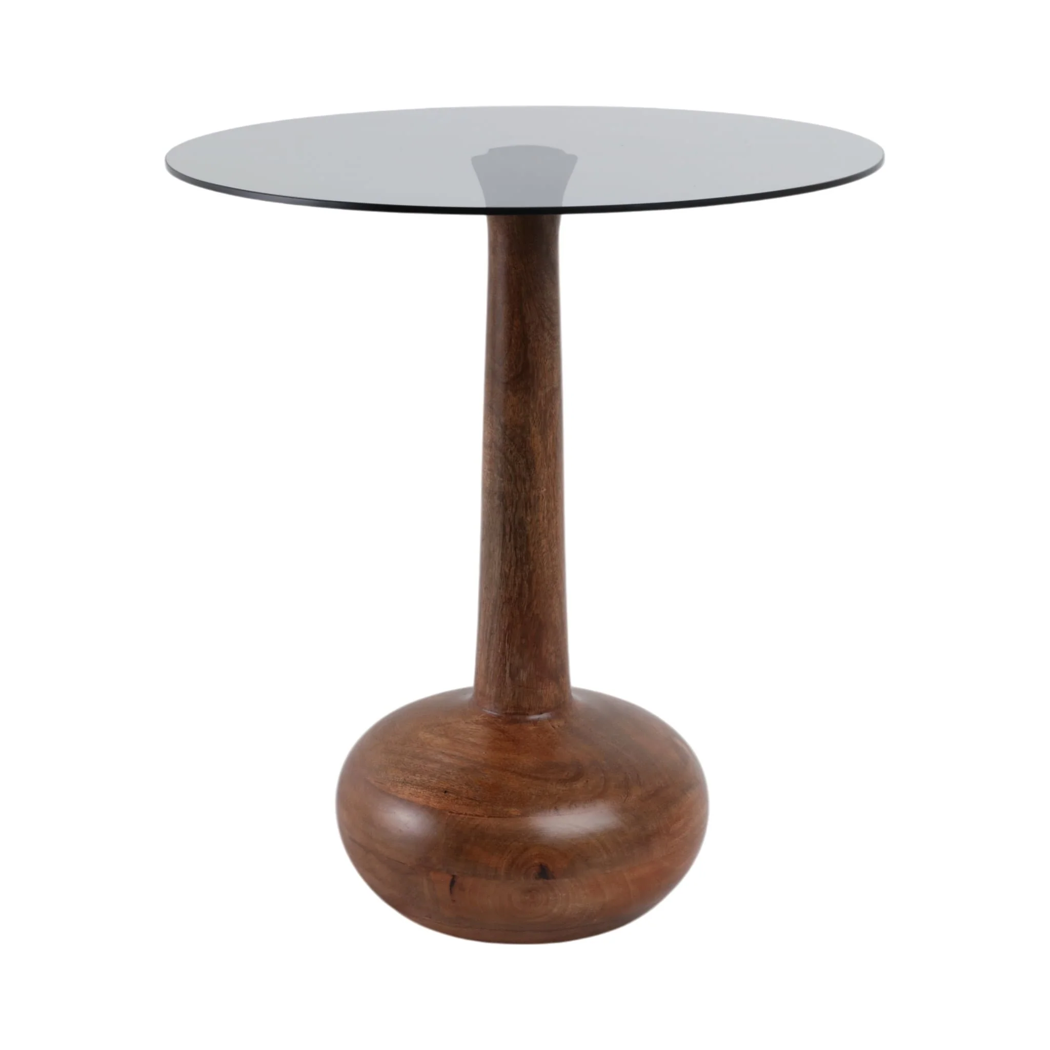 21x18" Smoke Glass Top Teardrop Accent Table, Brow - Image 4