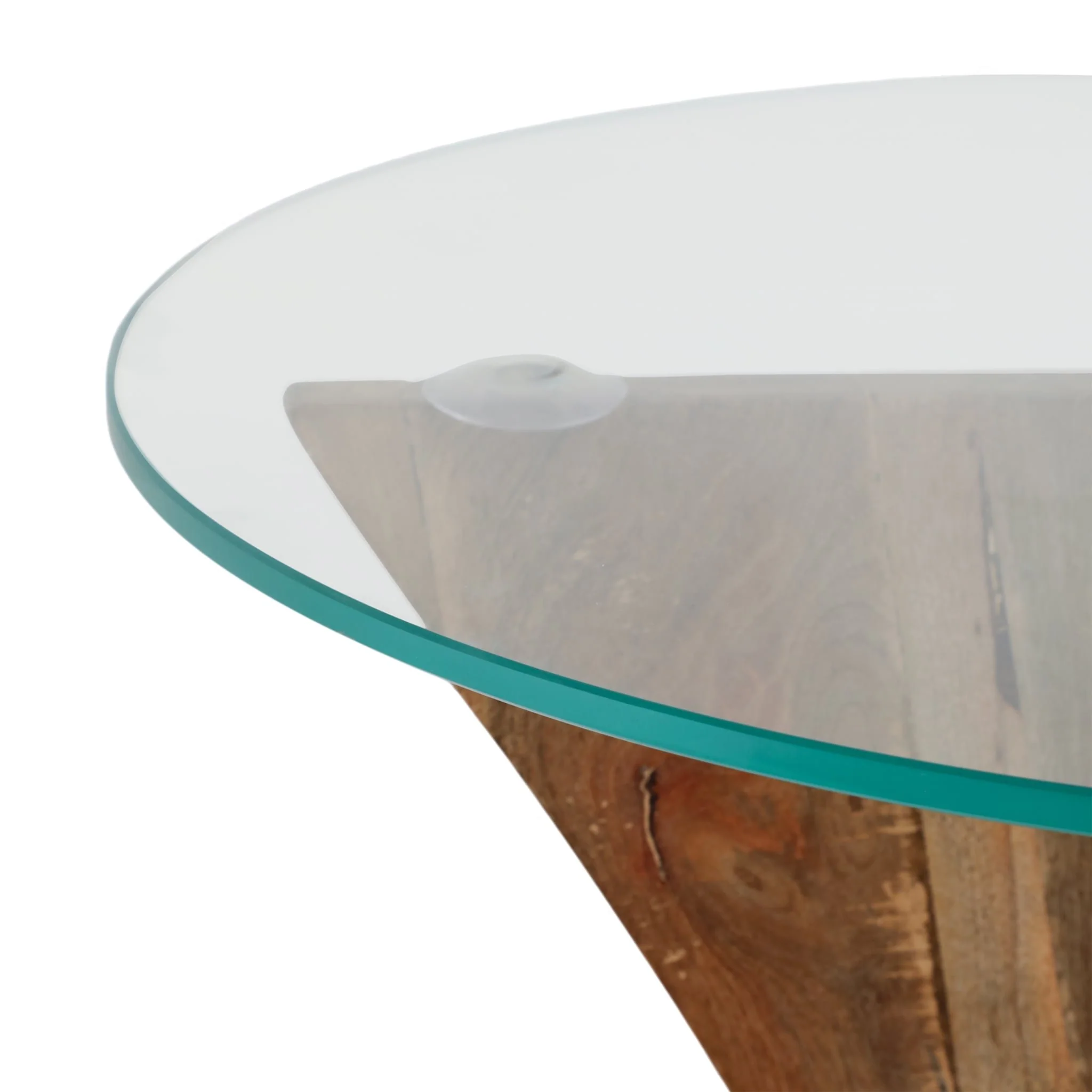 21x20" Glass Top Criss Cross Accent Table, Natural - Image 6
