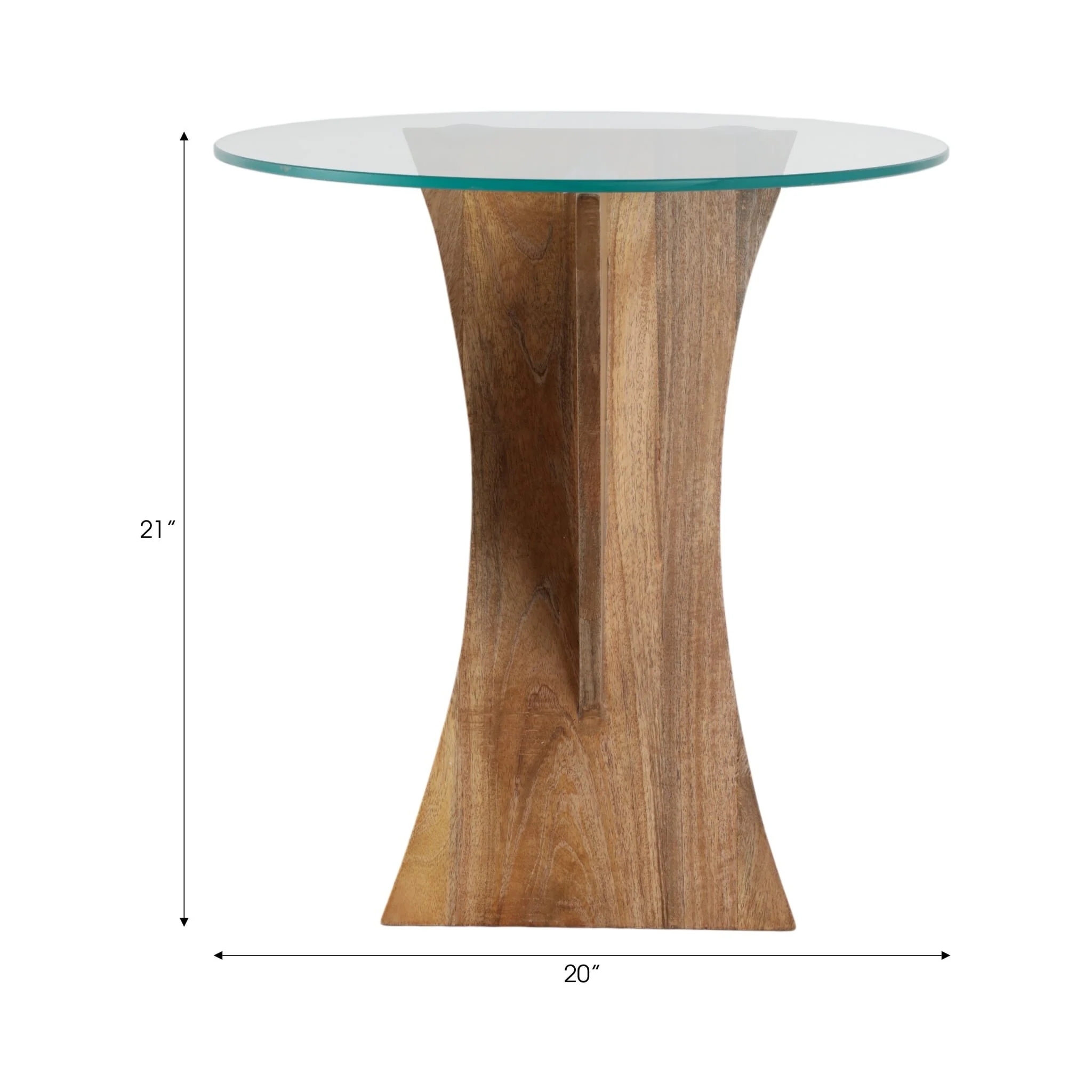 21x20" Glass Top Criss Cross Accent Table, Natural - Image 8