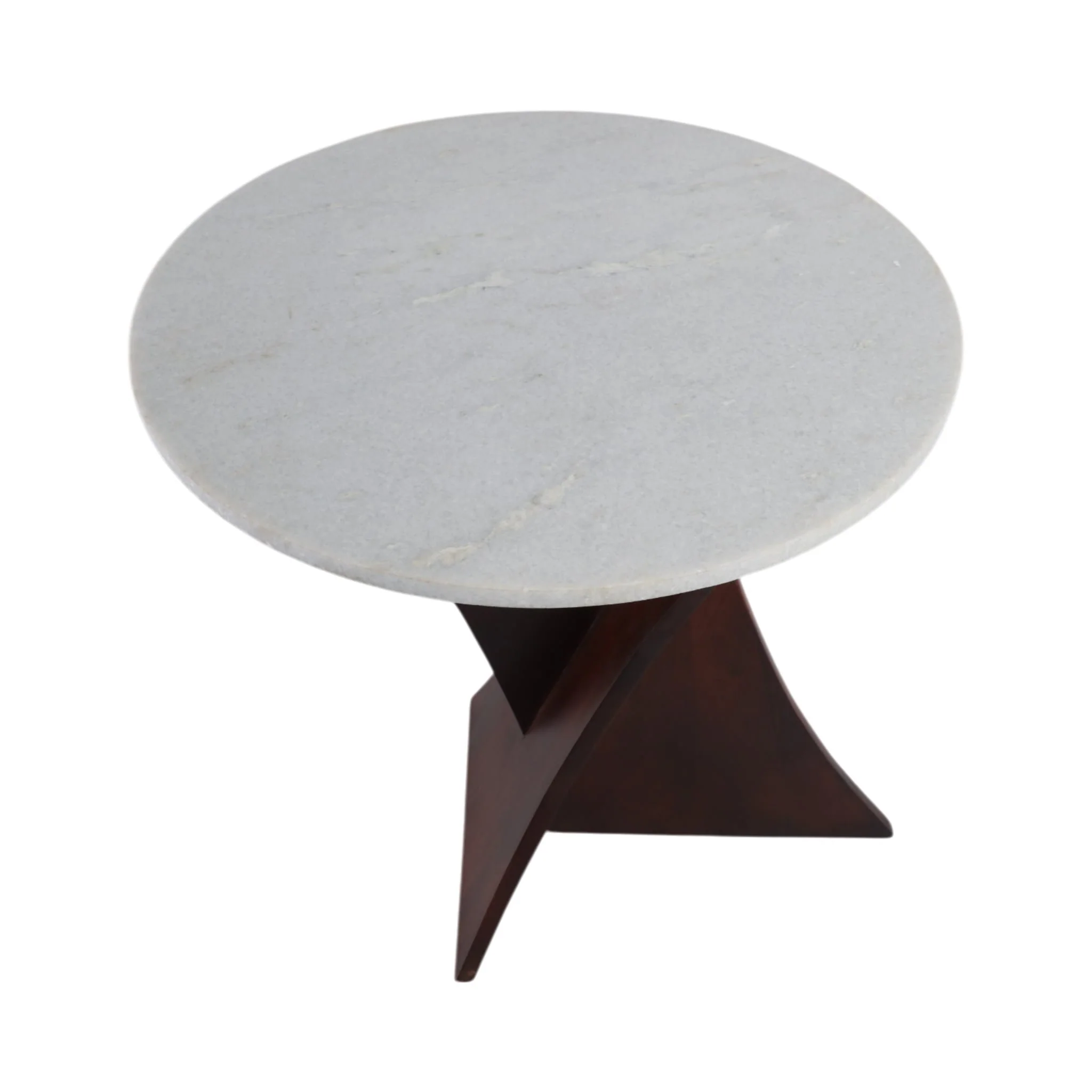 21x20" Marble Top Criss Cross Accent Table, White/ - Image 7