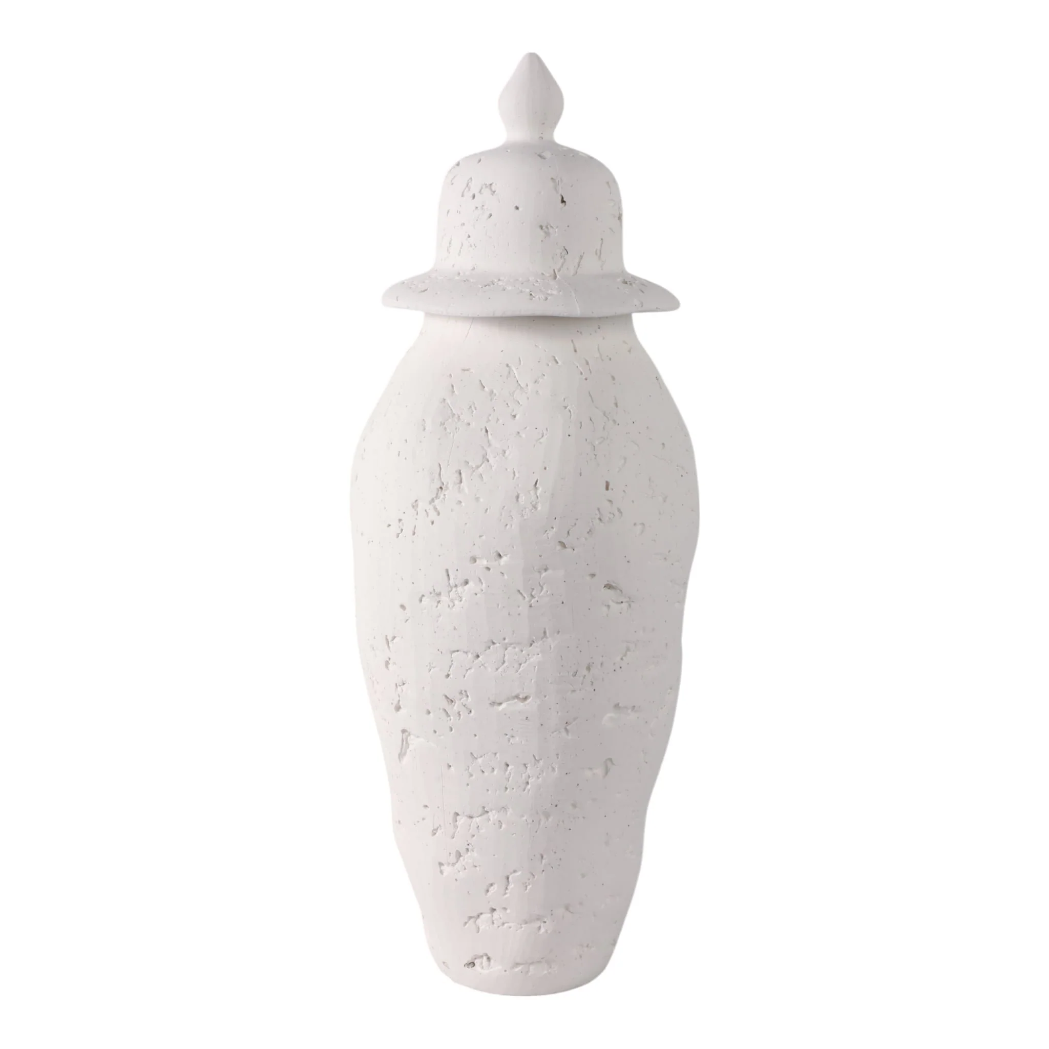 21x8" Cast Stone Finish Temple Jar, White - Image 3