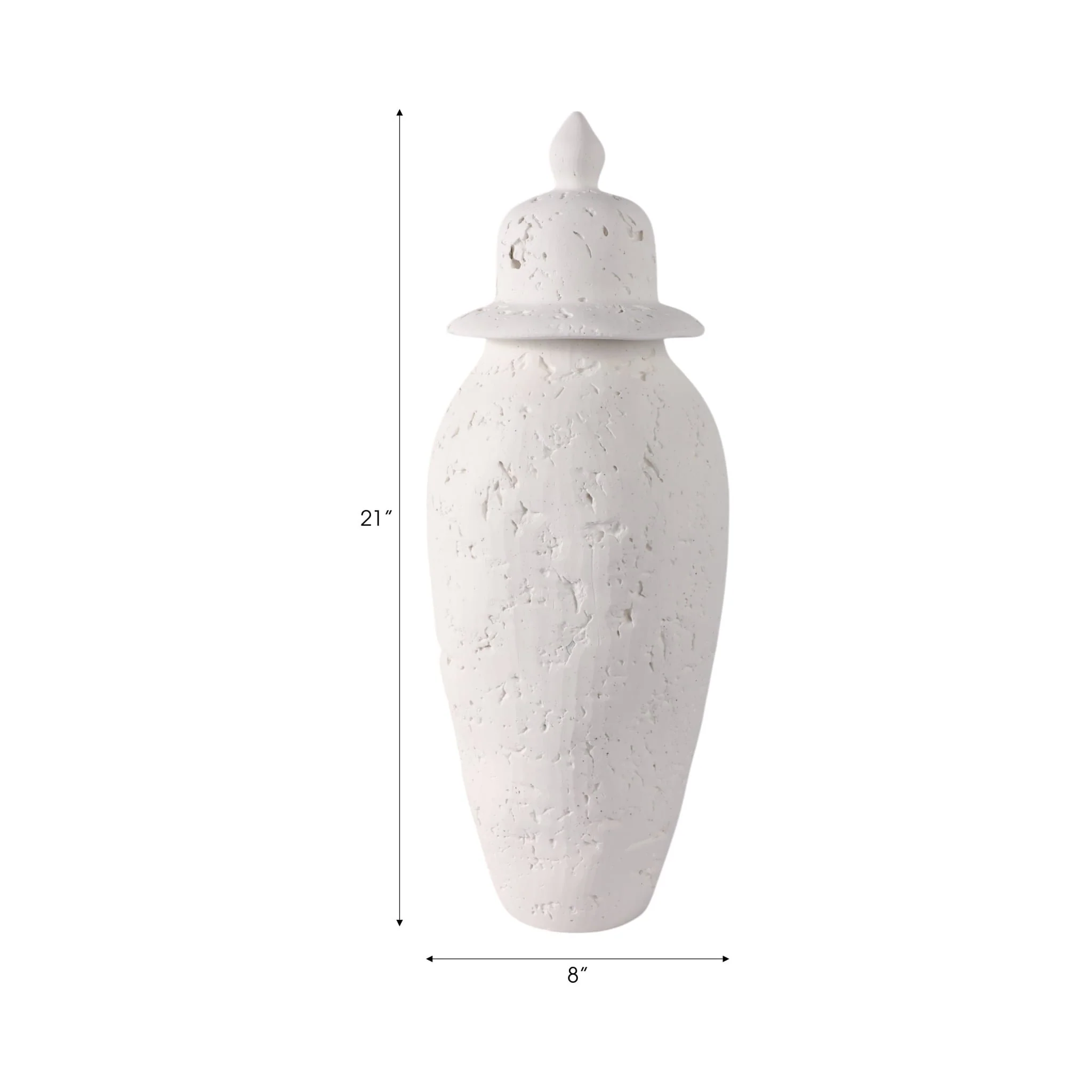 21x8" Cast Stone Finish Temple Jar, White - Image 8