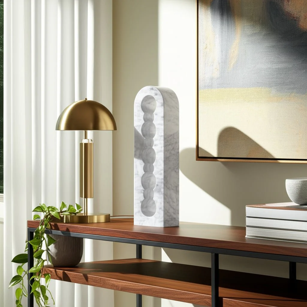 22" 5 Bottle Marble Wine Rack, White/ Grey - Image 11