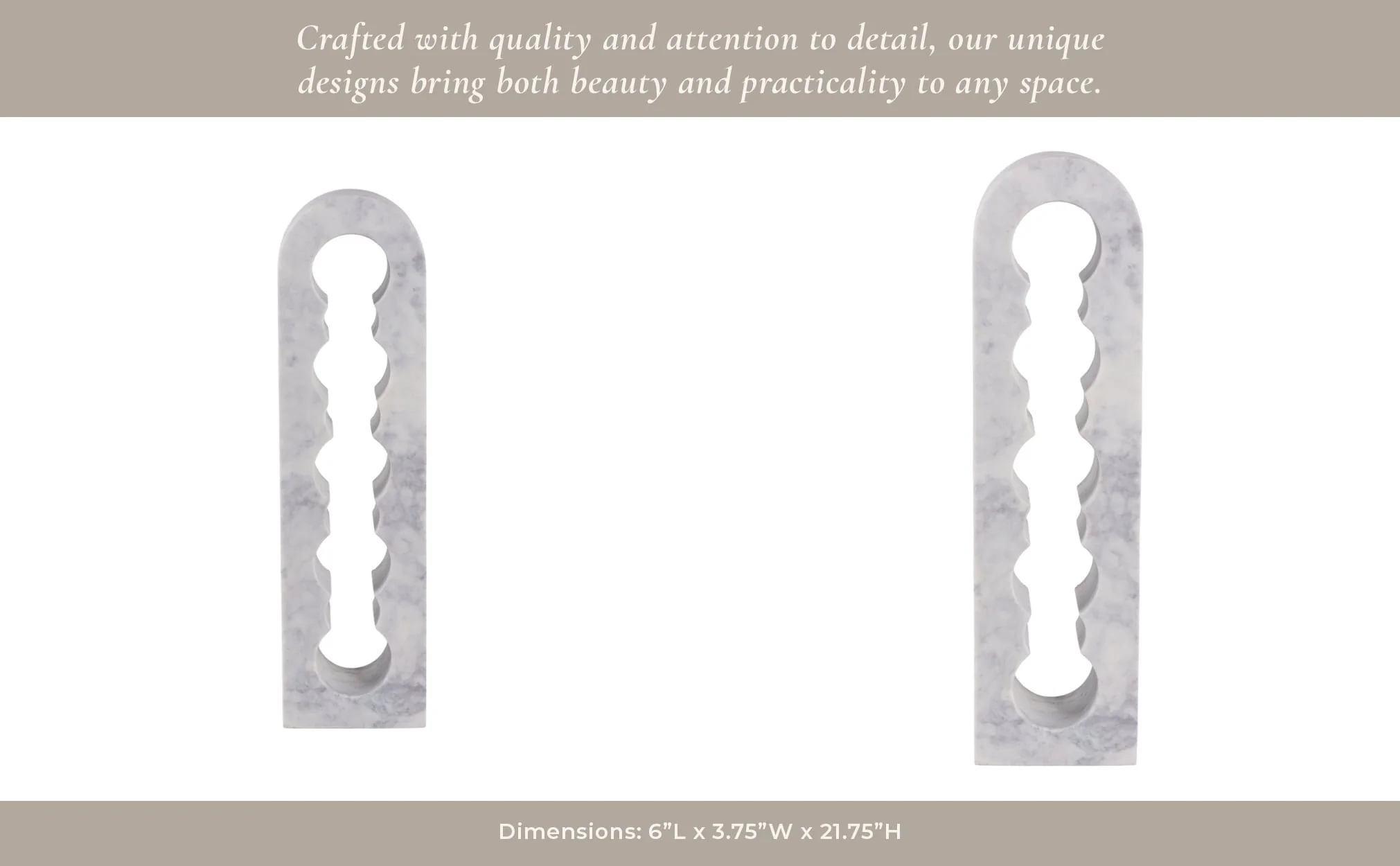 22" 5 Bottle Marble Wine Rack, White/ Grey - Image 12
