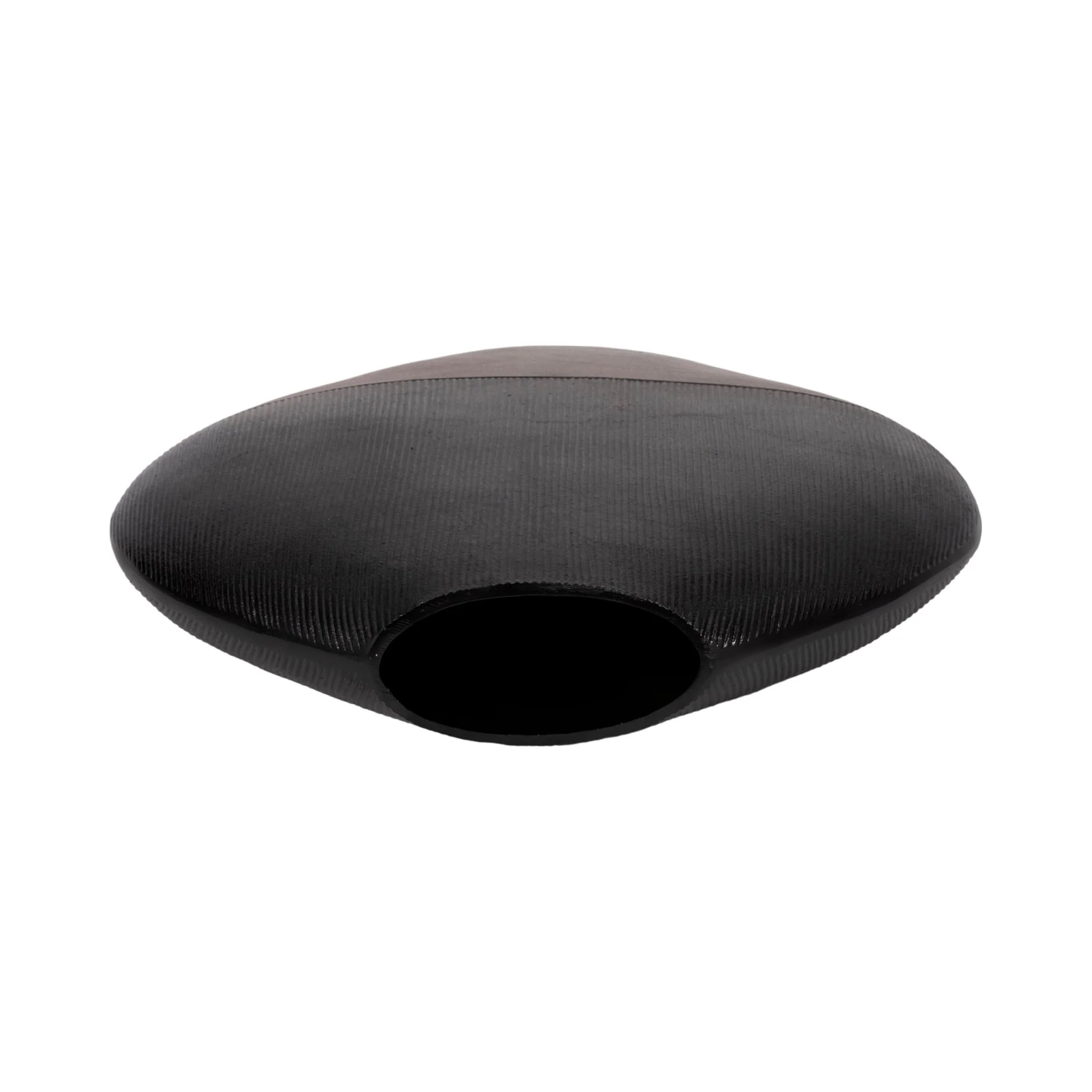 22" Color Block Round Vase, Black/brass Antique - Image 6